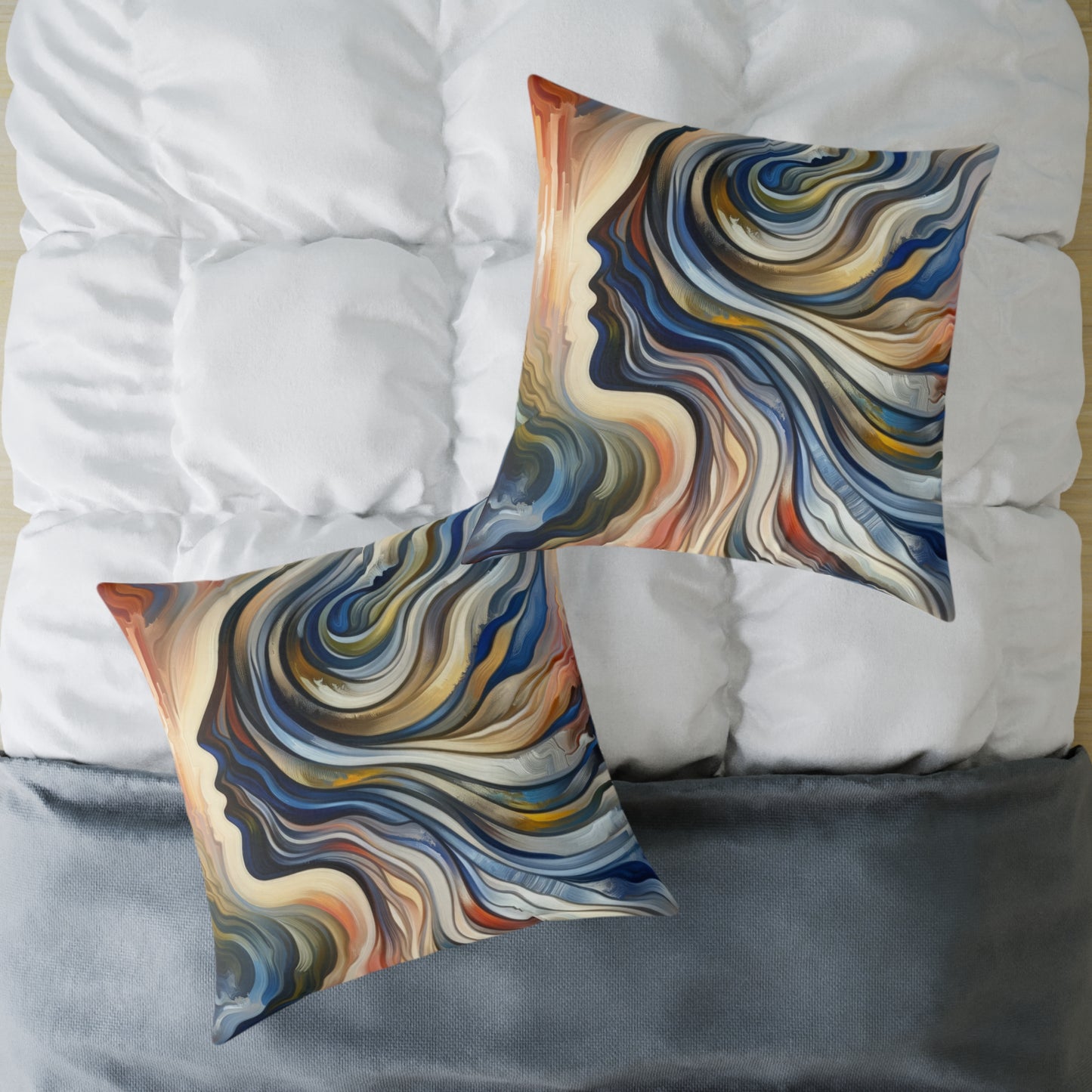 Diplomatic Emotional Currents Spun Polyester Pillow