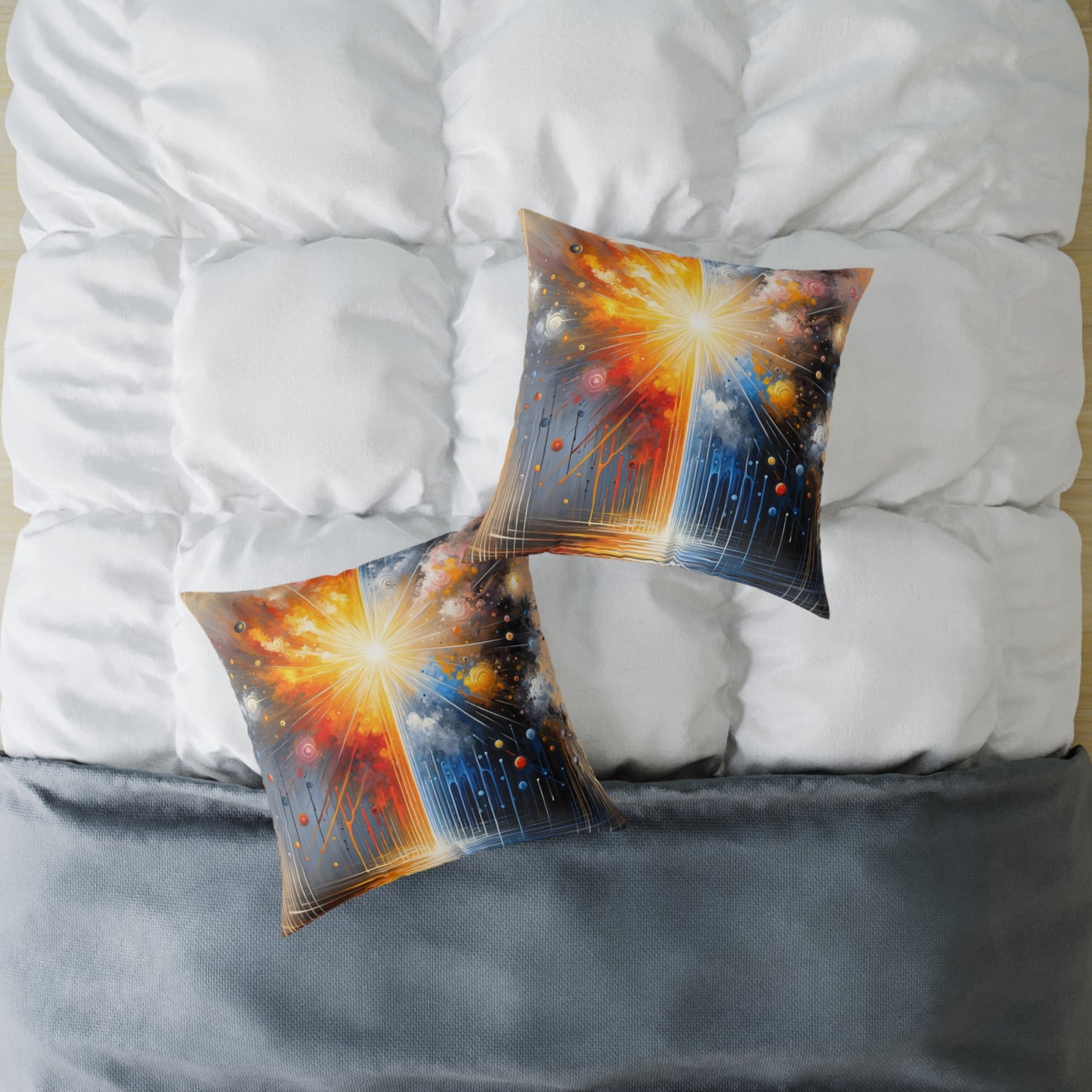 Luminous Abstract Tachism Spun Polyester Pillow