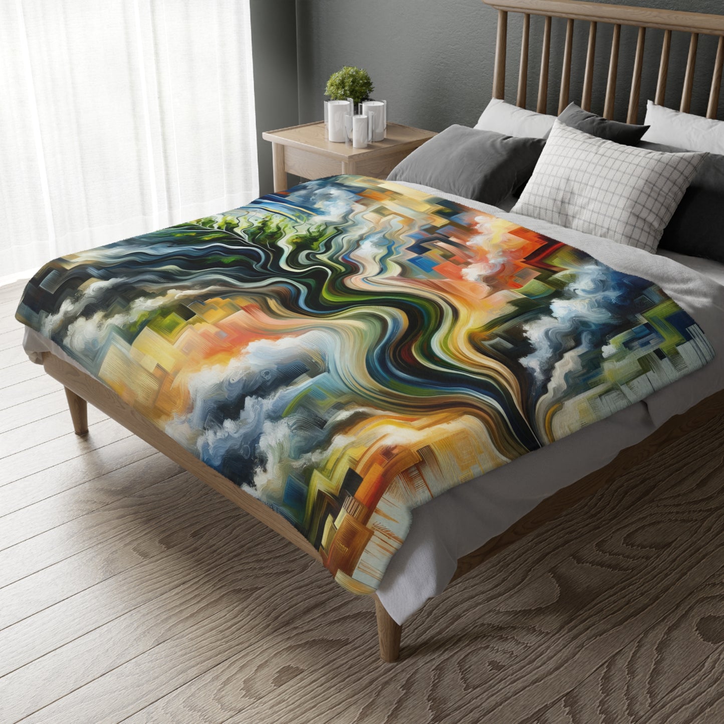 Eternal Digital Contrast Velveteen Microfiber Blanket (Two-sided print)