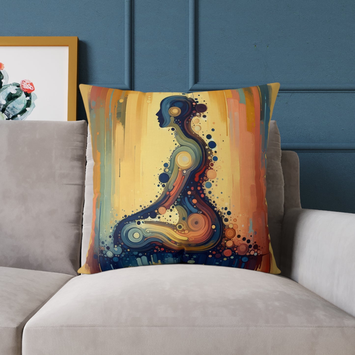 Patience Essence Tachism Spun Polyester Pillow