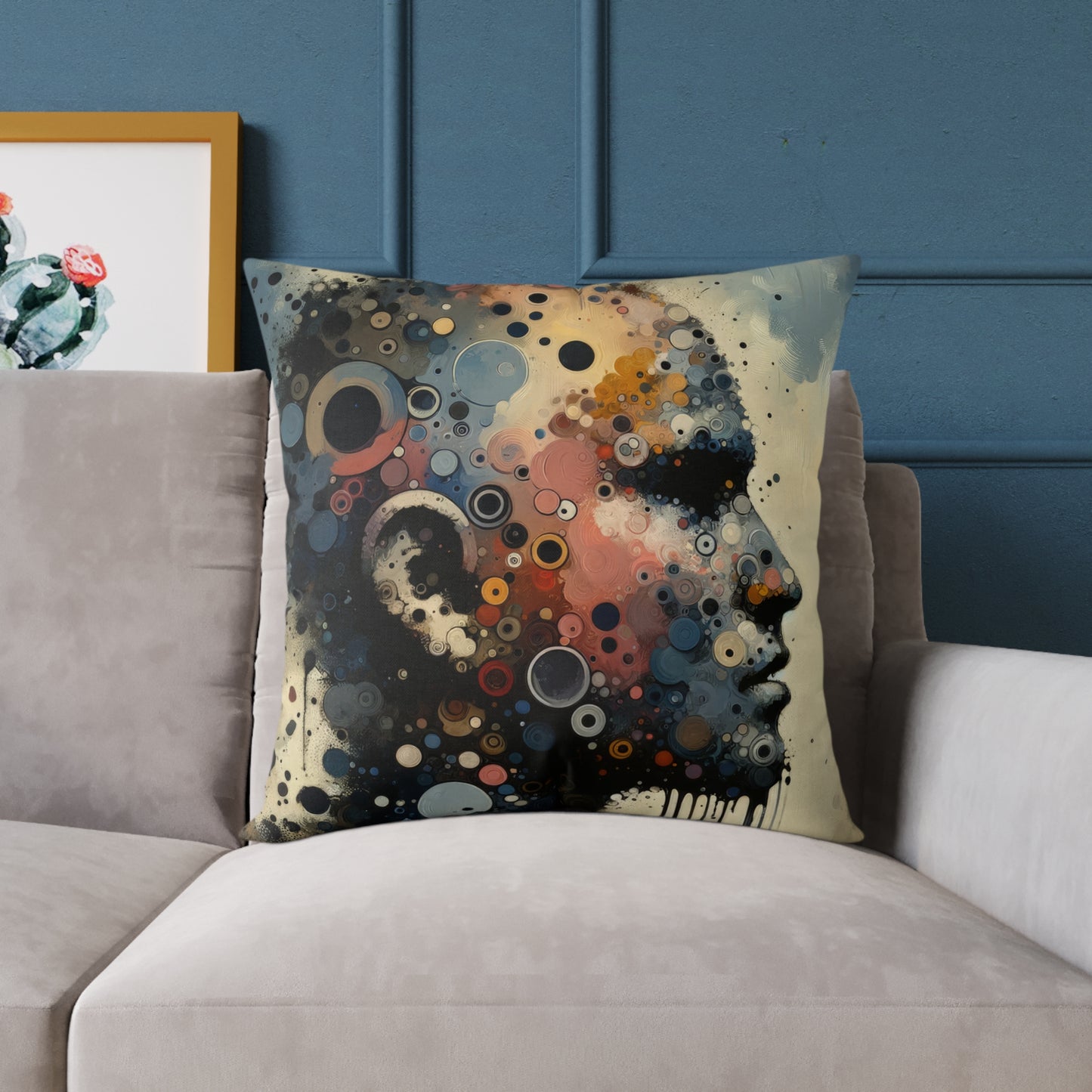 Reflective Tachism Contemplation Spun Polyester Pillow