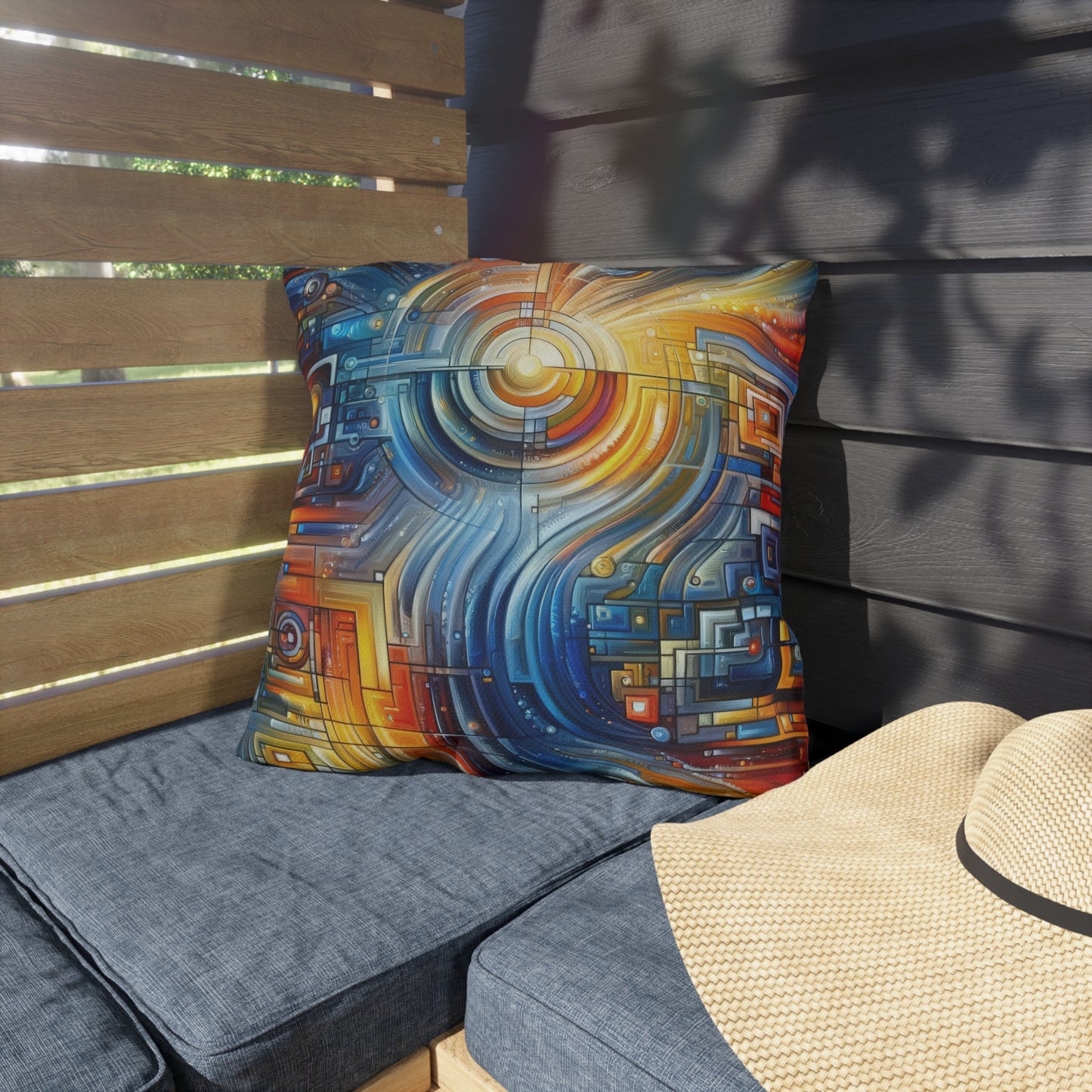 Digital Tachism Connectivity Outdoor Pillows