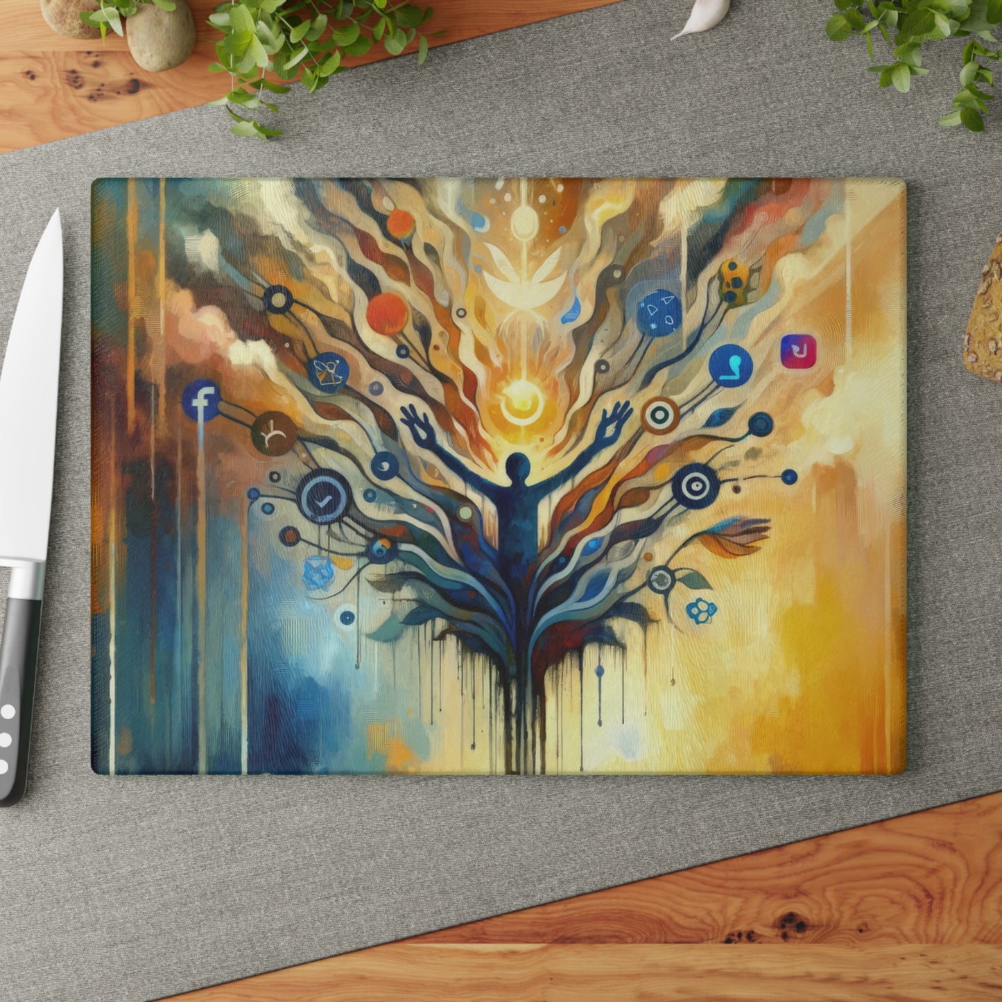 Reflective Digital Meditation Glass Cutting Board