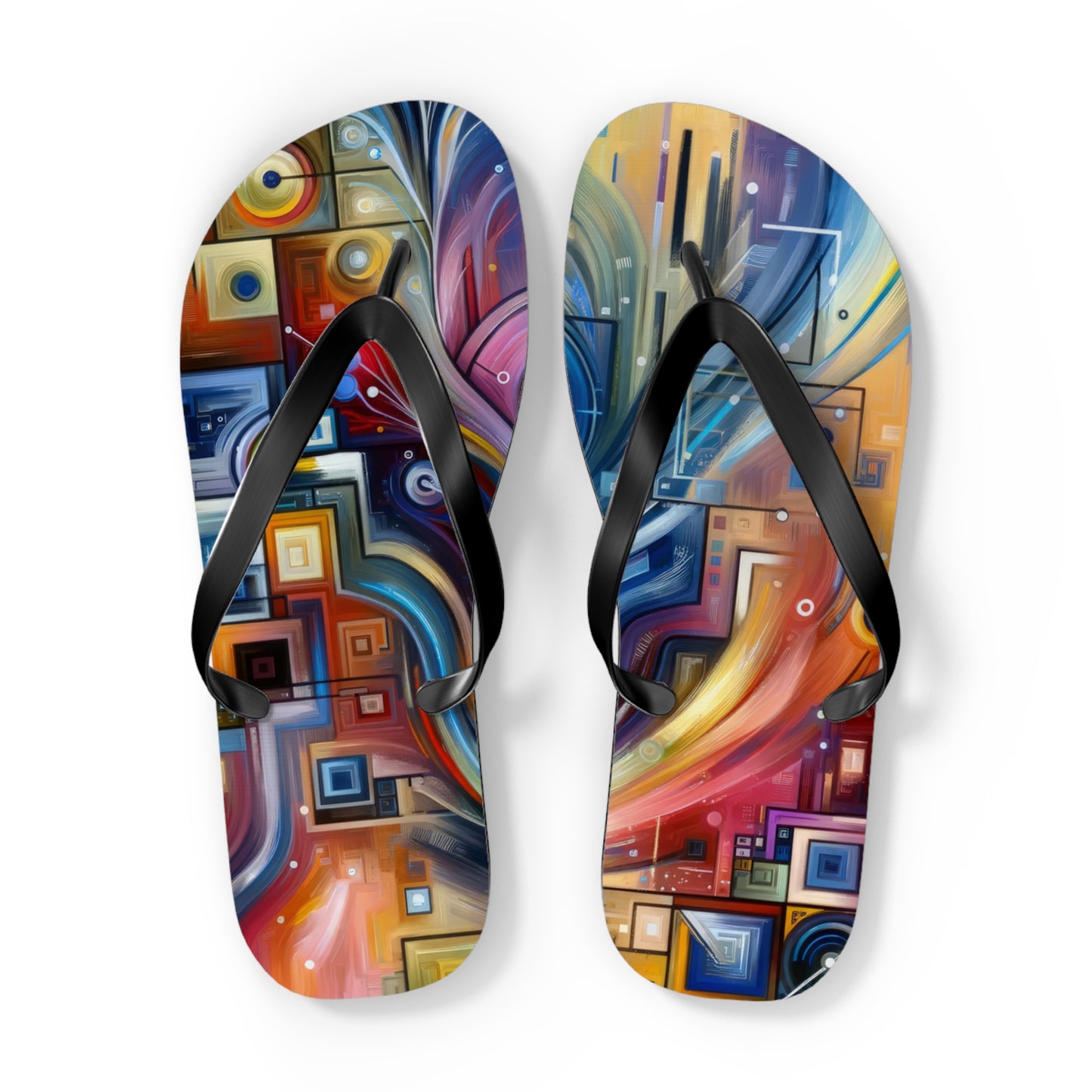 Digital Mindfulness Abstract Flip Flops