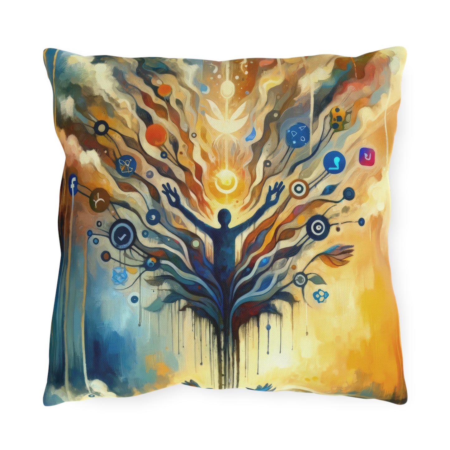 Reflective Digital Meditation Outdoor Pillows