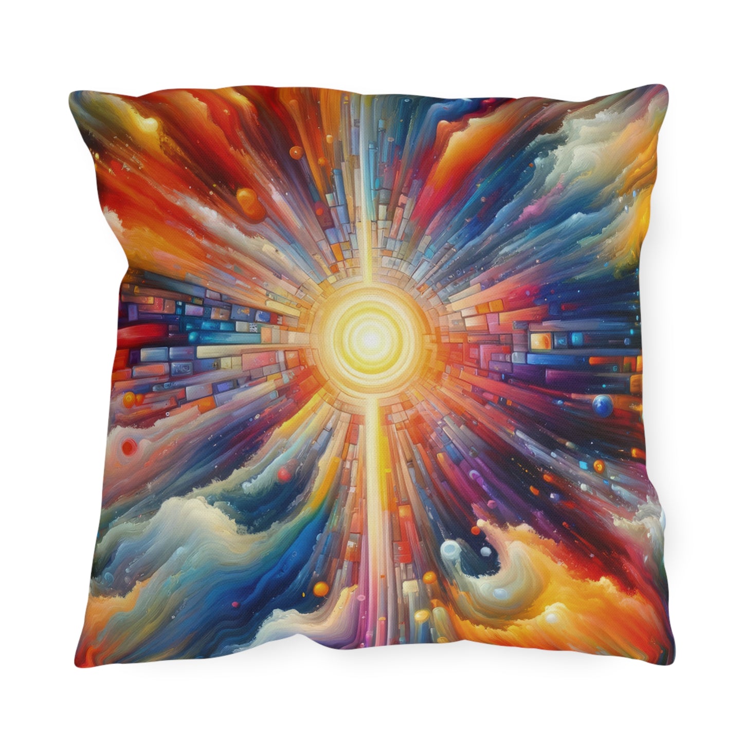 Kaleidoscopic Tachism Breath Outdoor Pillows