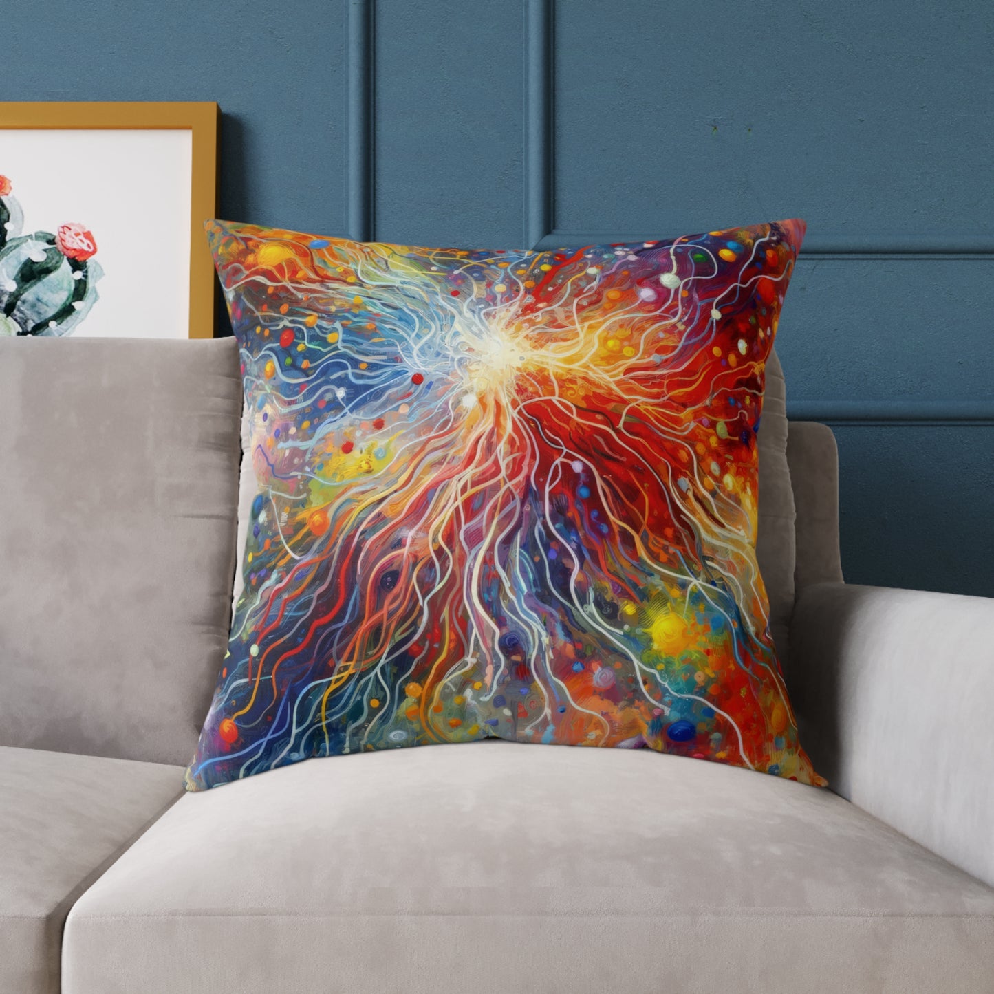 Emotive Yarn Explosion Spun Polyester Pillow