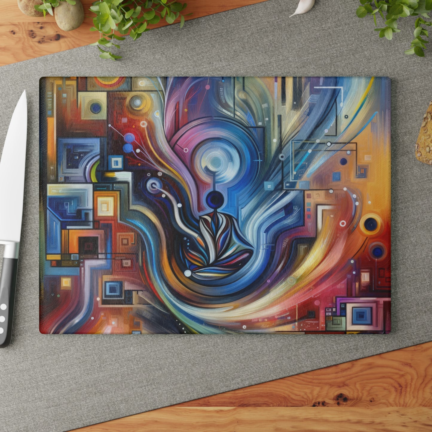 Digital Mindfulness Abstract Glass Cutting Board