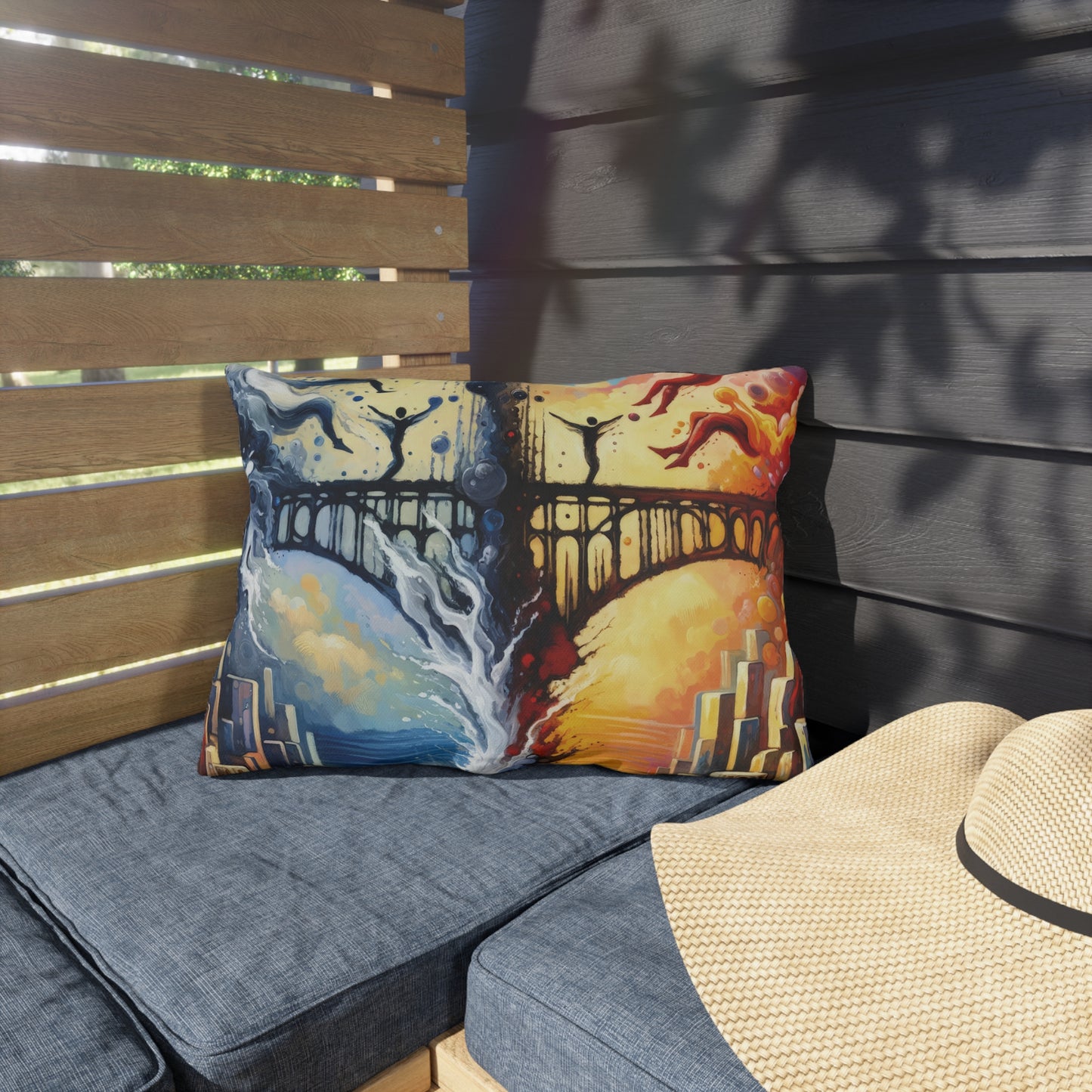 Faithful Diving Bridges Outdoor Pillows