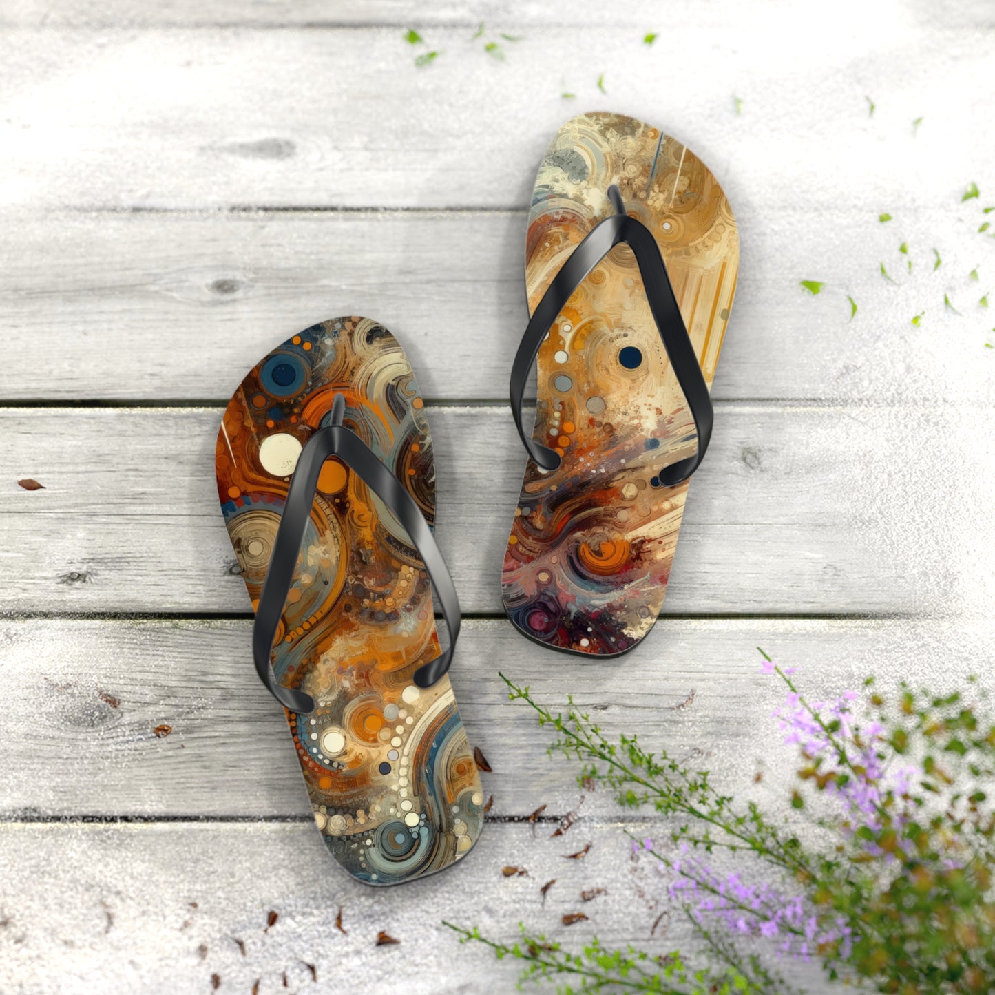 Dynamic Cultural Mosaic Flip Flops