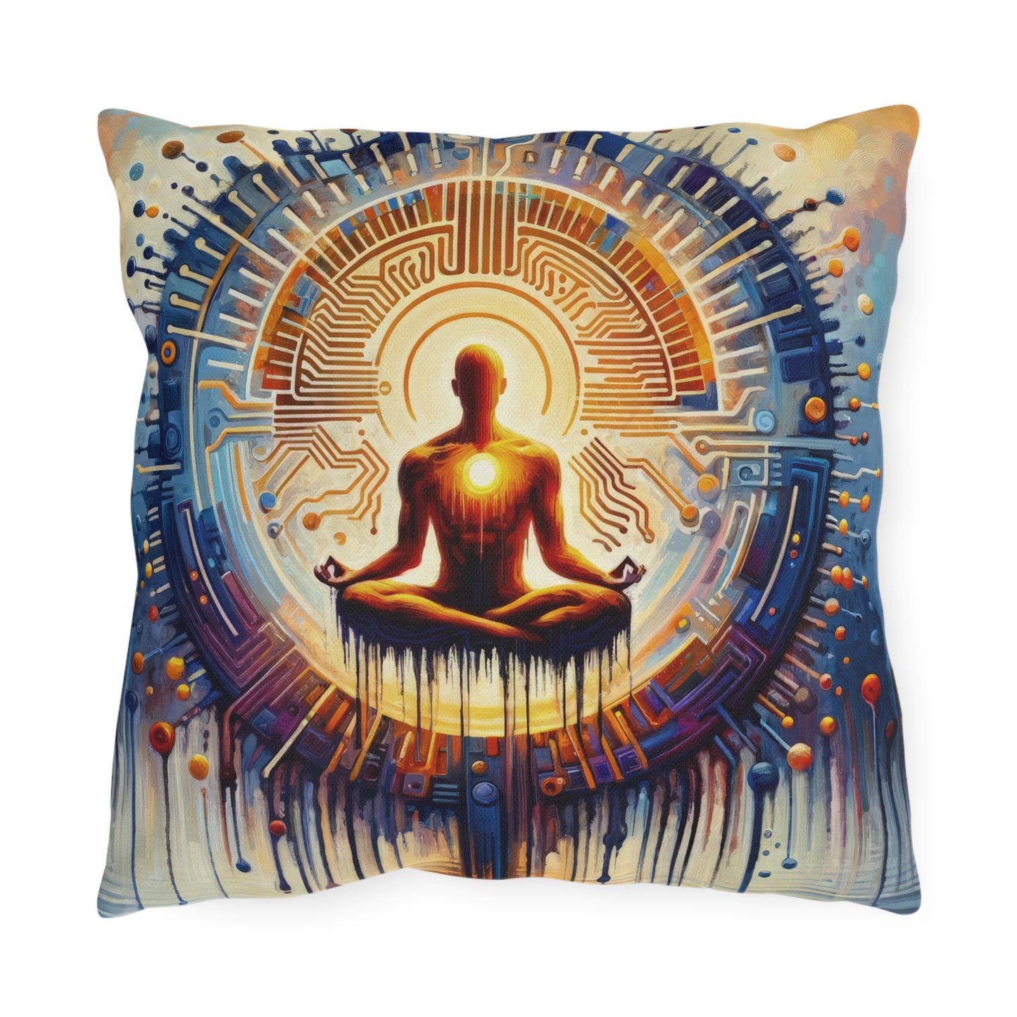 Meditative Technological Fusion Outdoor Pillows