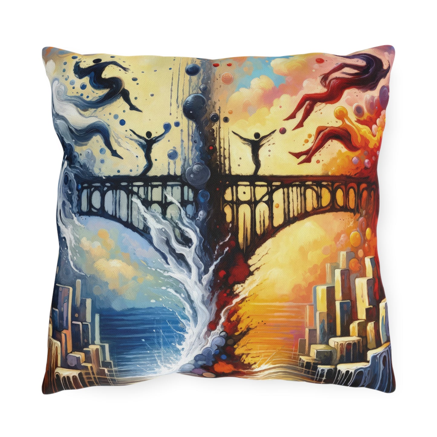 Faithful Diving Bridges Outdoor Pillows