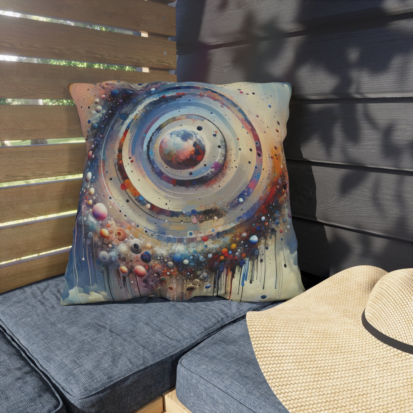 Conscious Rings Tachism Outdoor Pillows