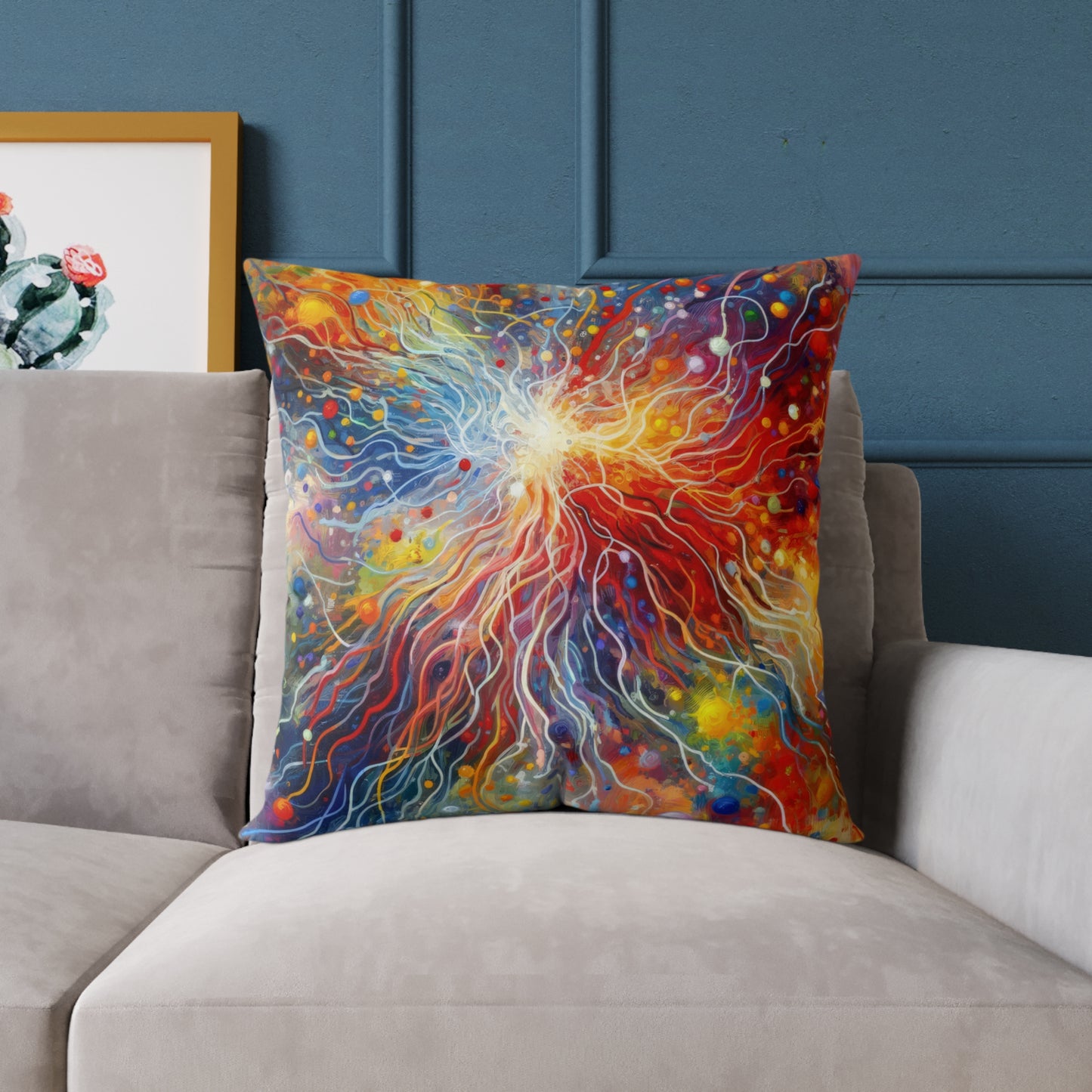 Emotive Yarn Explosion Spun Polyester Pillow