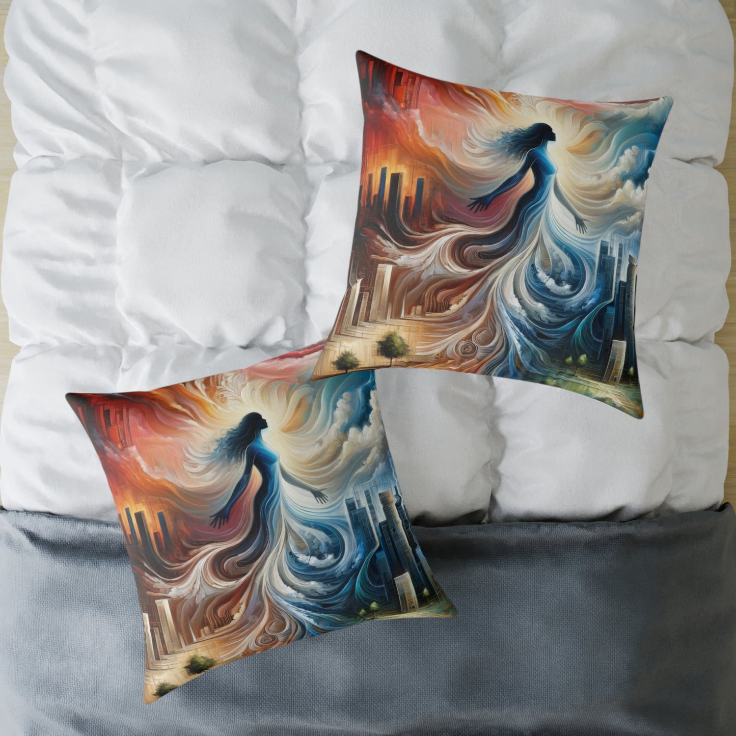 Transformative Tachism Emergence Spun Polyester Pillow