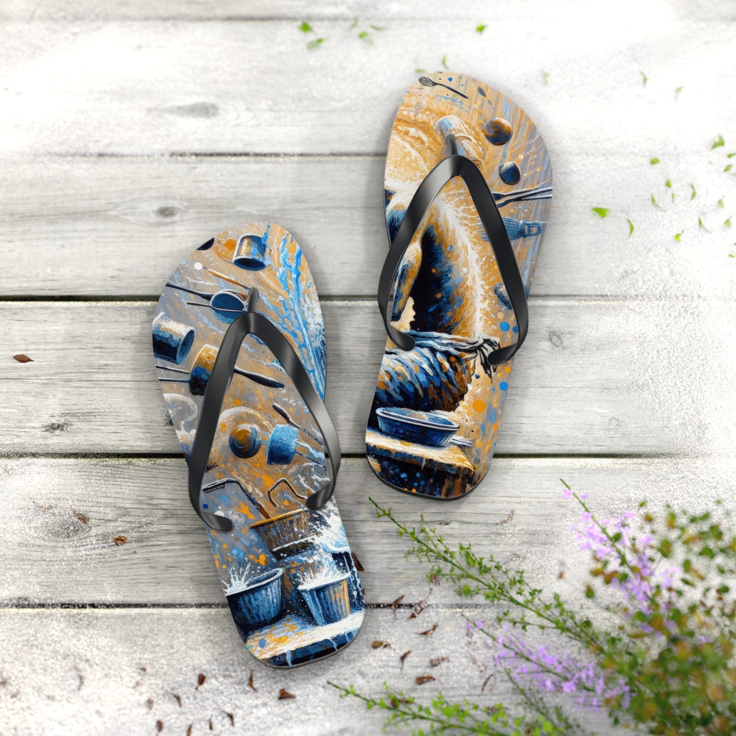 Meditative Kinetic Tachism Flip Flops