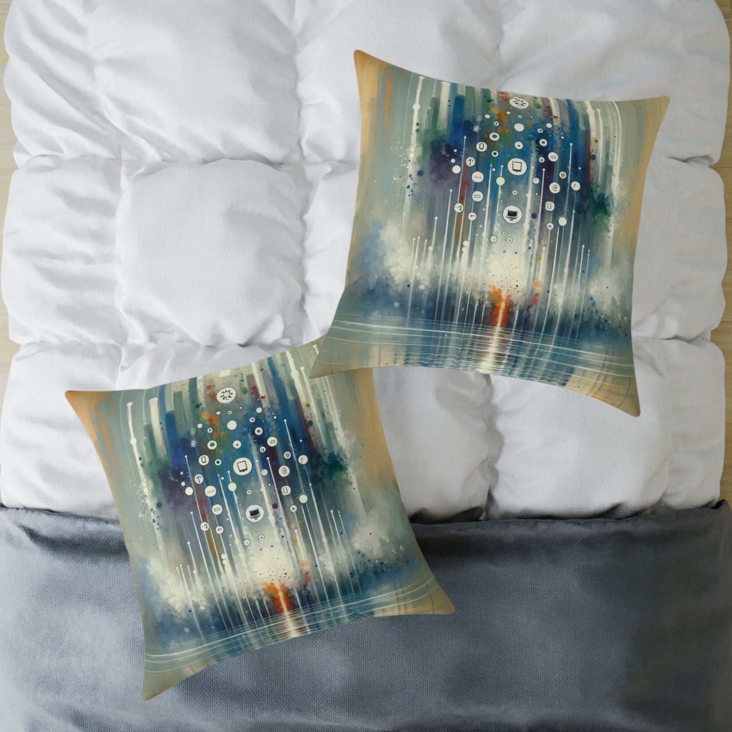 Tachism Digital Escape Spun Polyester Pillow
