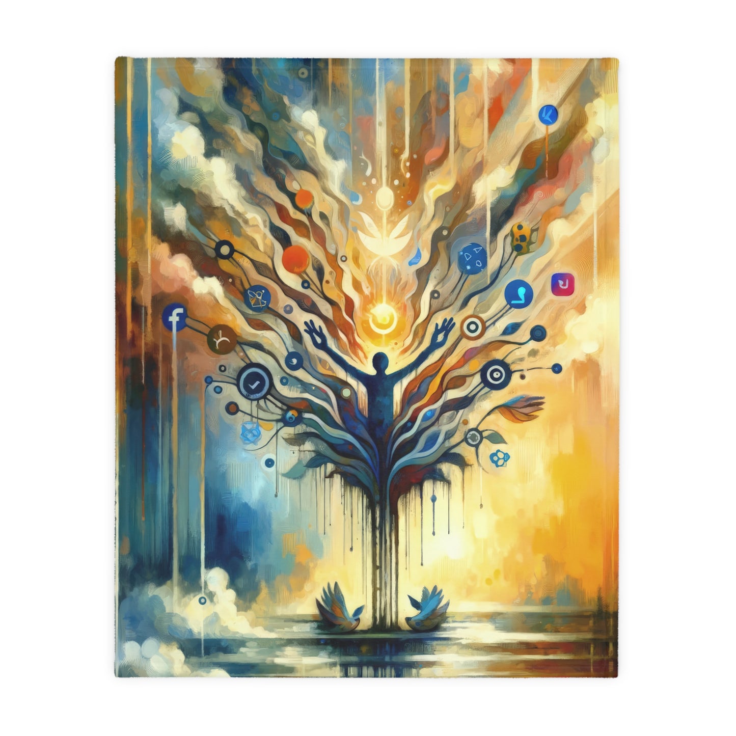 Reflective Digital Meditation Velveteen Microfiber Blanket (Two-sided print)