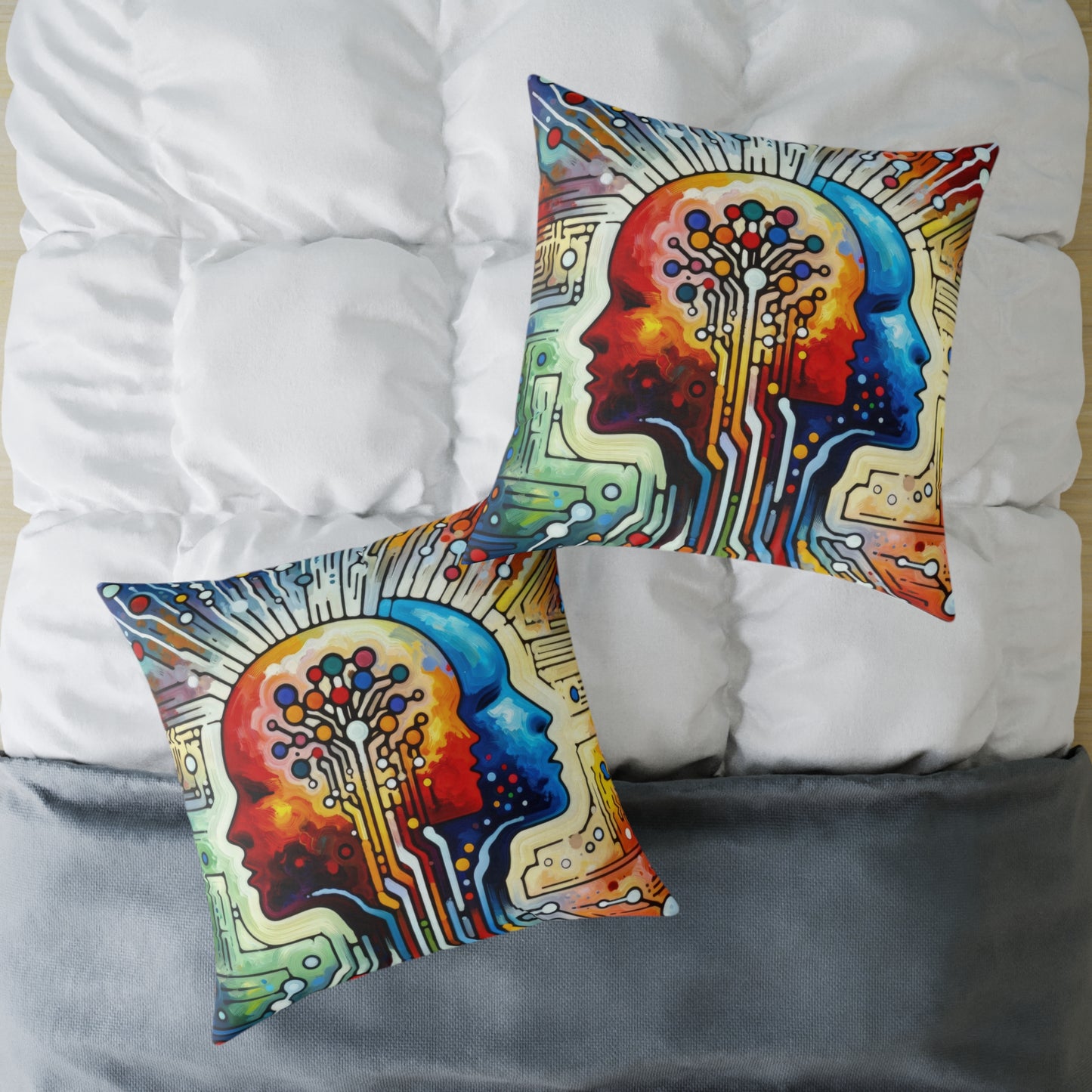 Empathetic Connection Abstract Spun Polyester Pillow