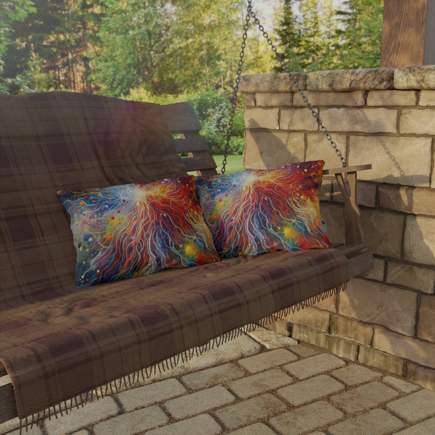 Emotive Yarn Explosion Outdoor Pillows
