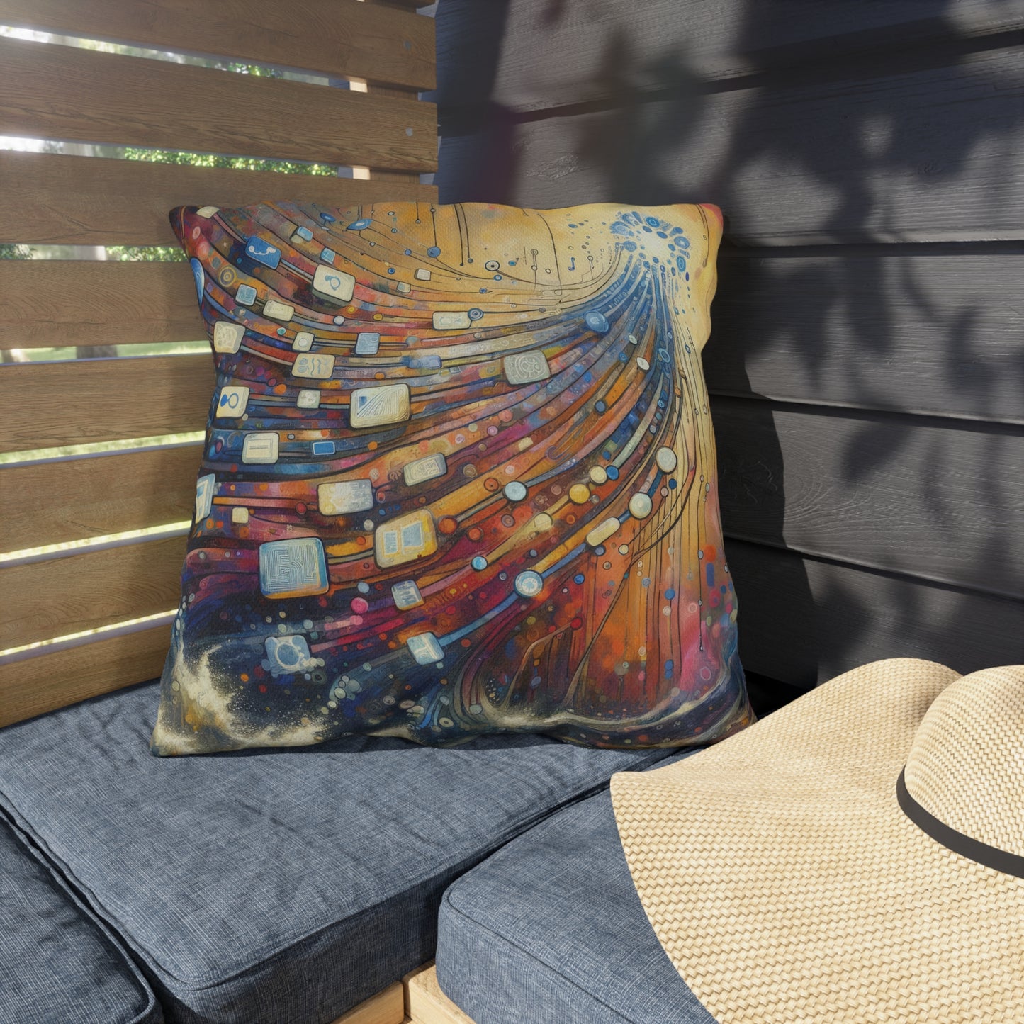 Digital Tapestry Weaving Outdoor Pillows