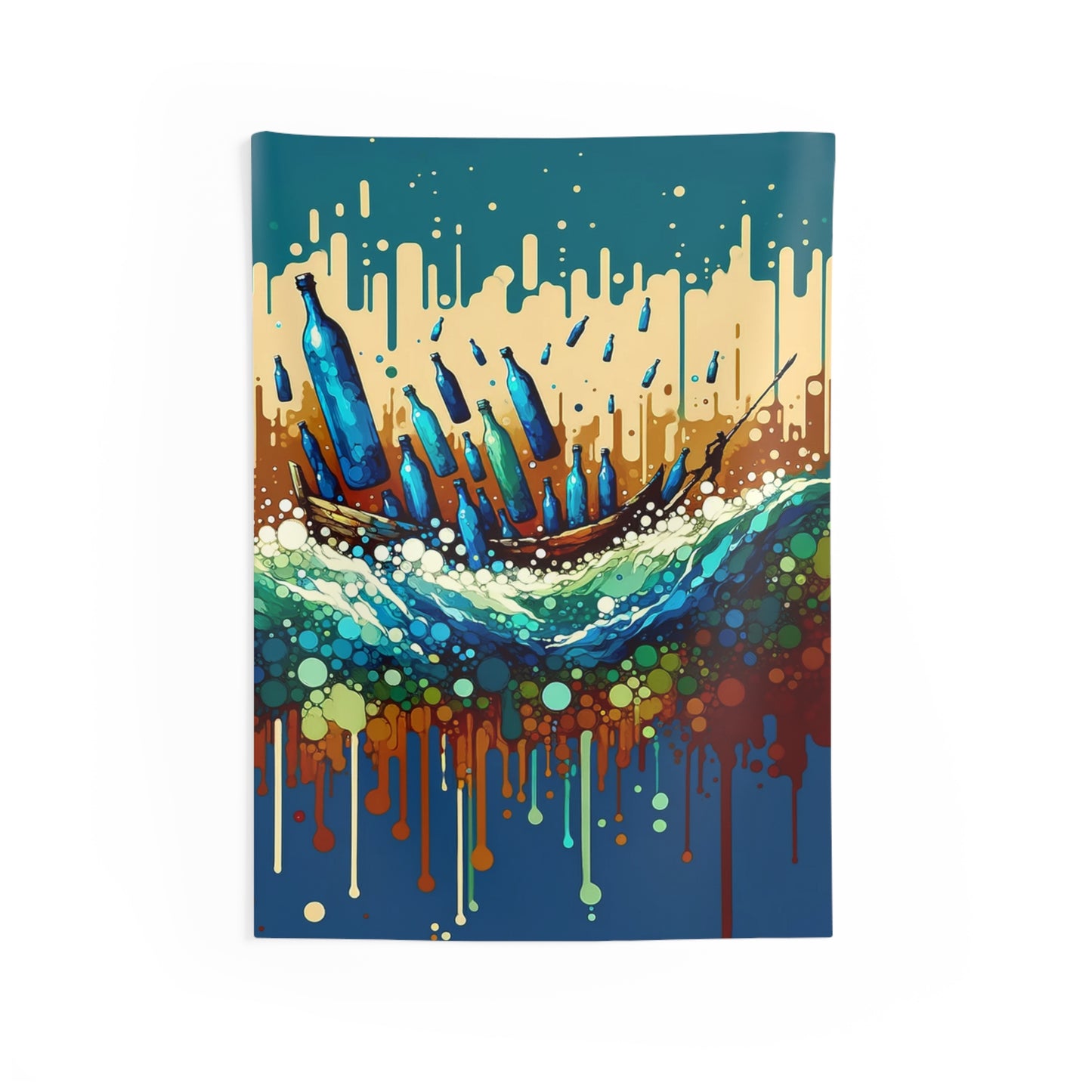 Oceanic Bottle Rescue Indoor Wall Tapestries