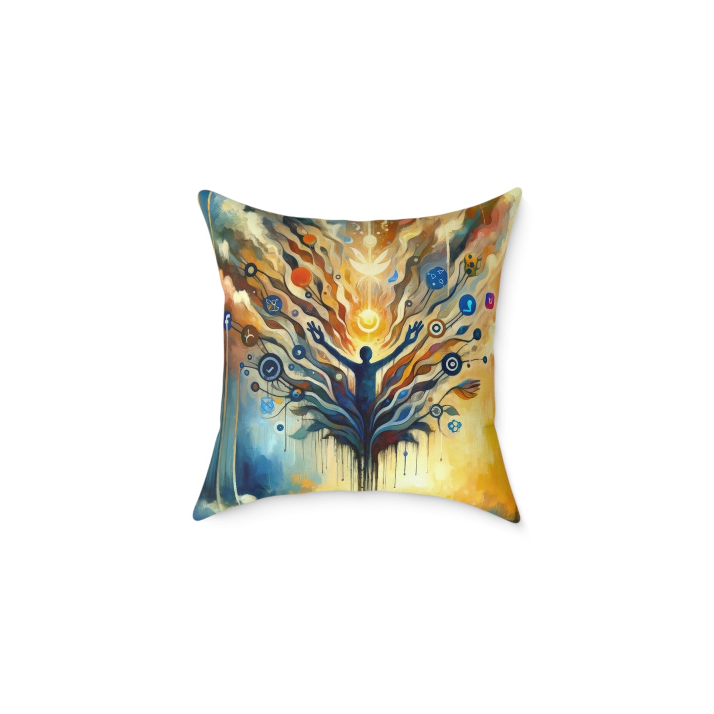 Reflective Digital Meditation Spun Polyester Pillow