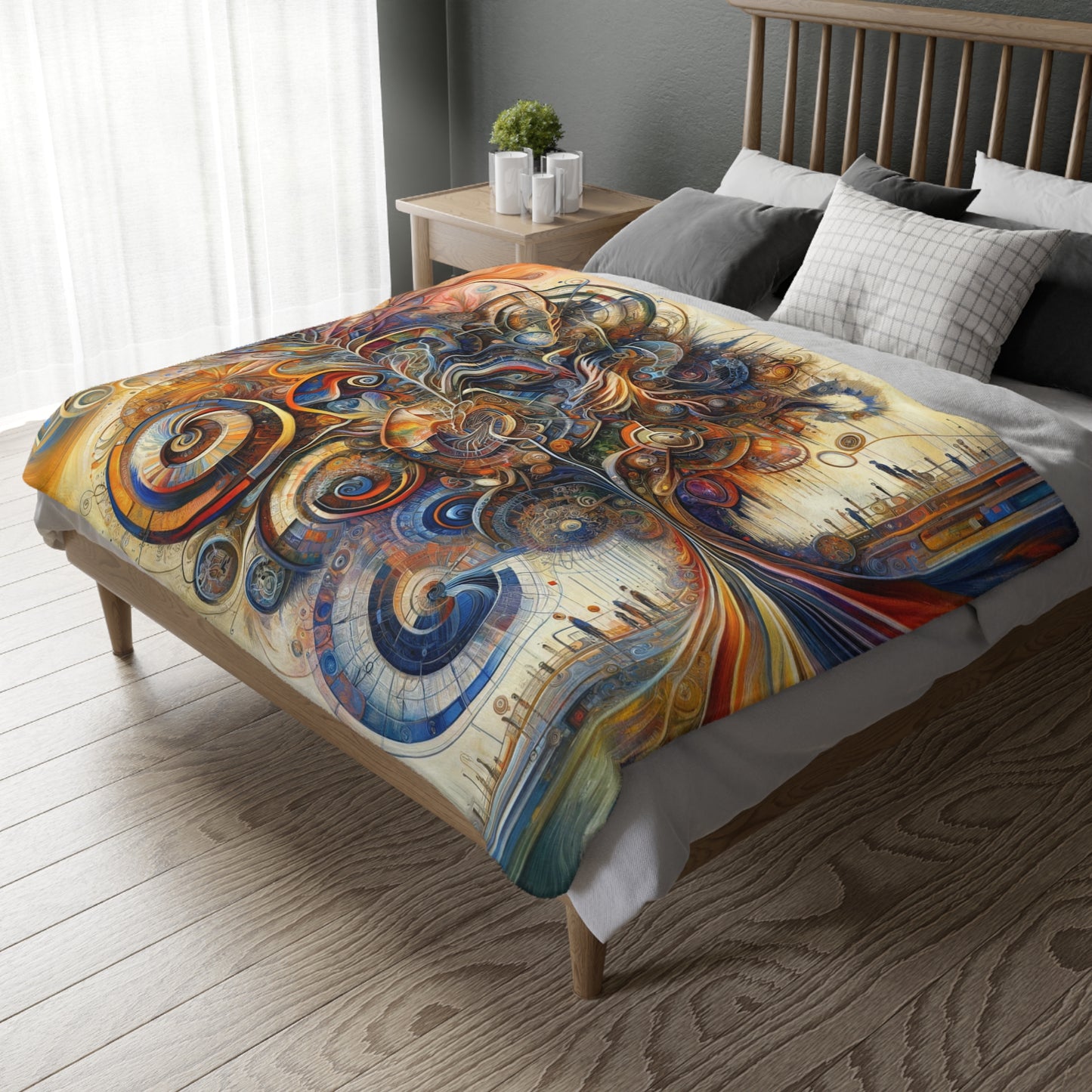 Ethos Web Abstract Velveteen Microfiber Blanket (Two-sided print)