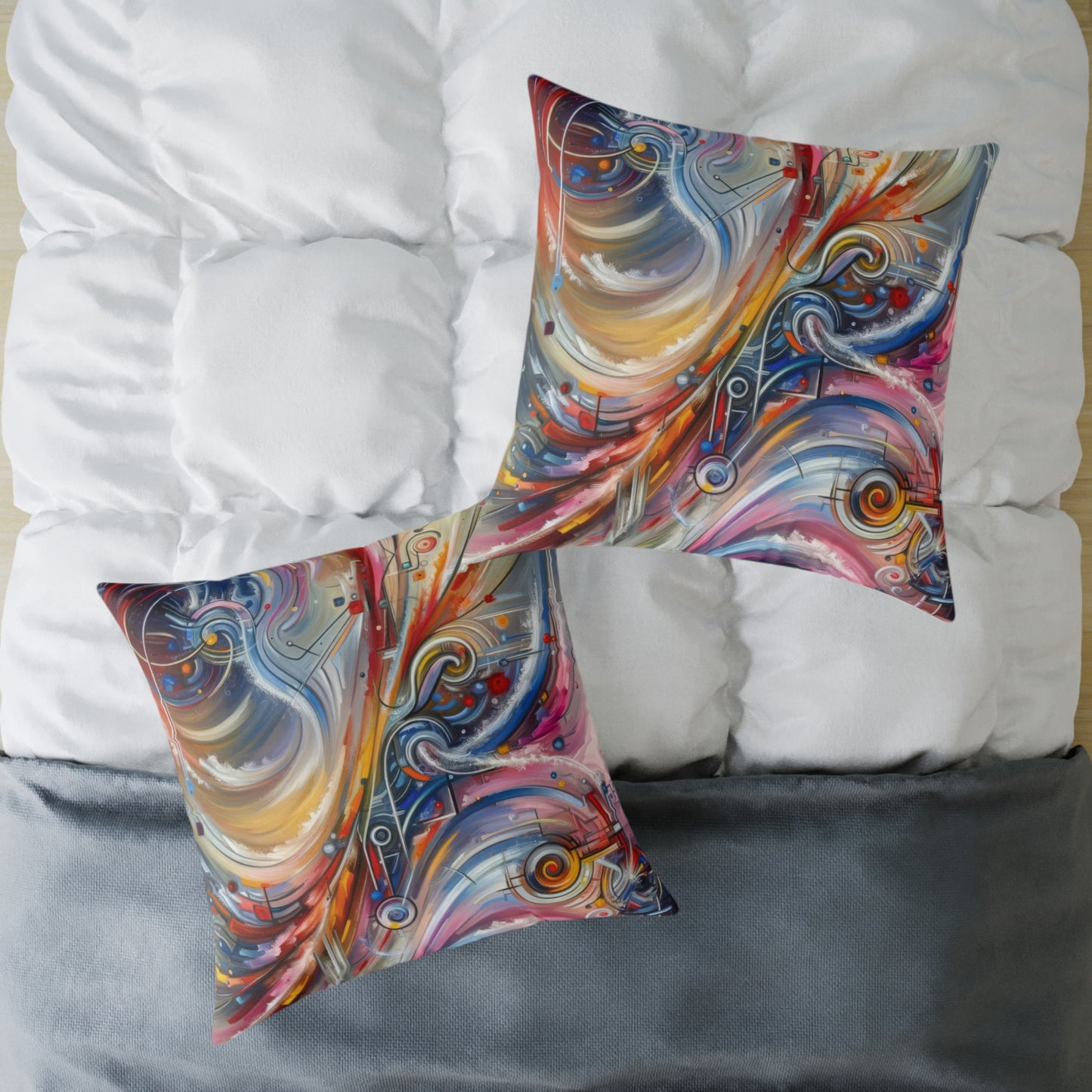 Interconnectivity Tachism Dynamics Spun Polyester Pillow