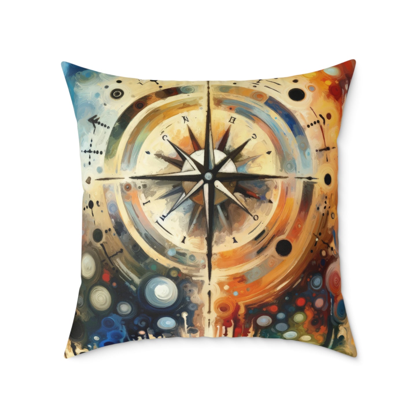 Guidance Abstract Compass Spun Polyester Pillow