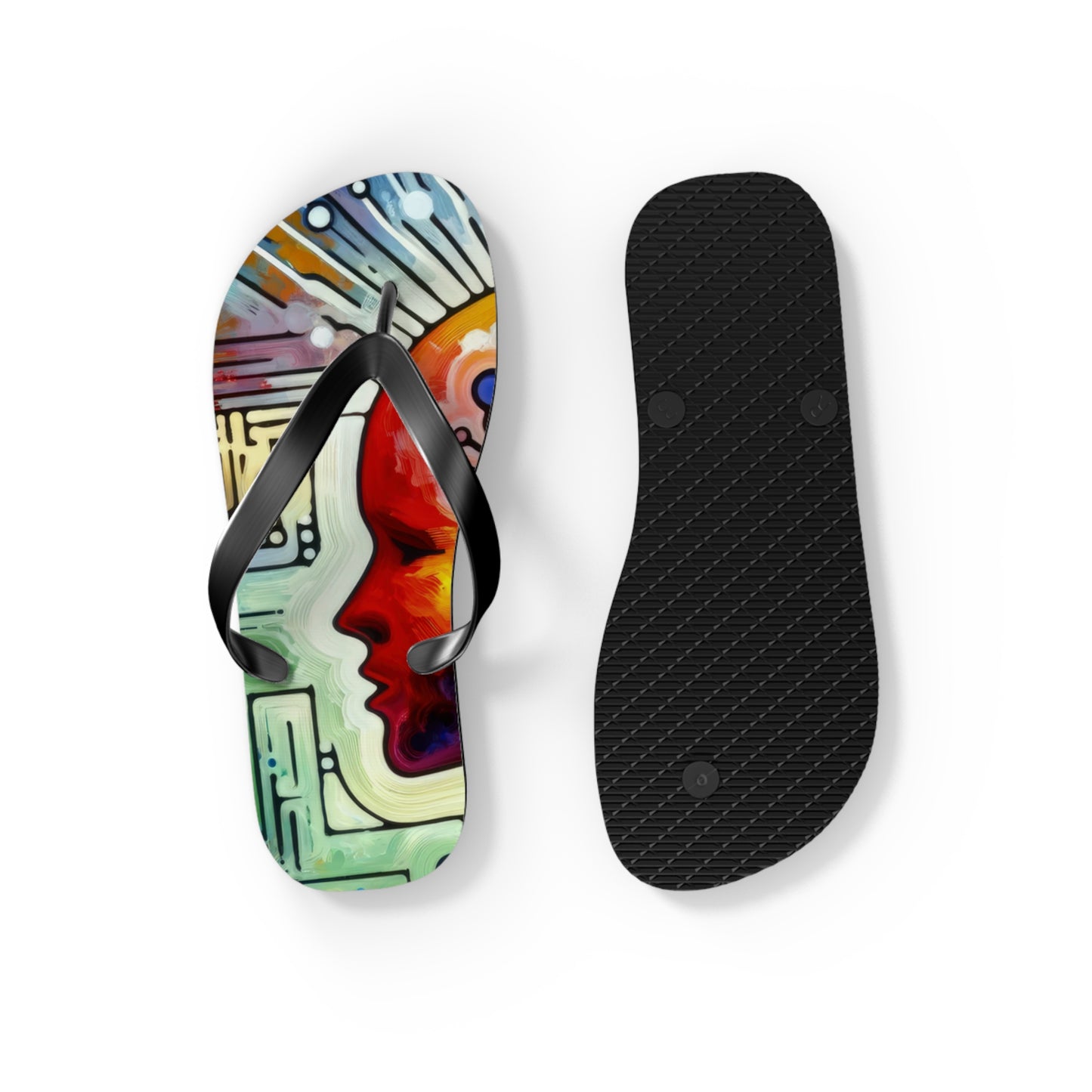 Empathetic Connection Abstract Flip Flops