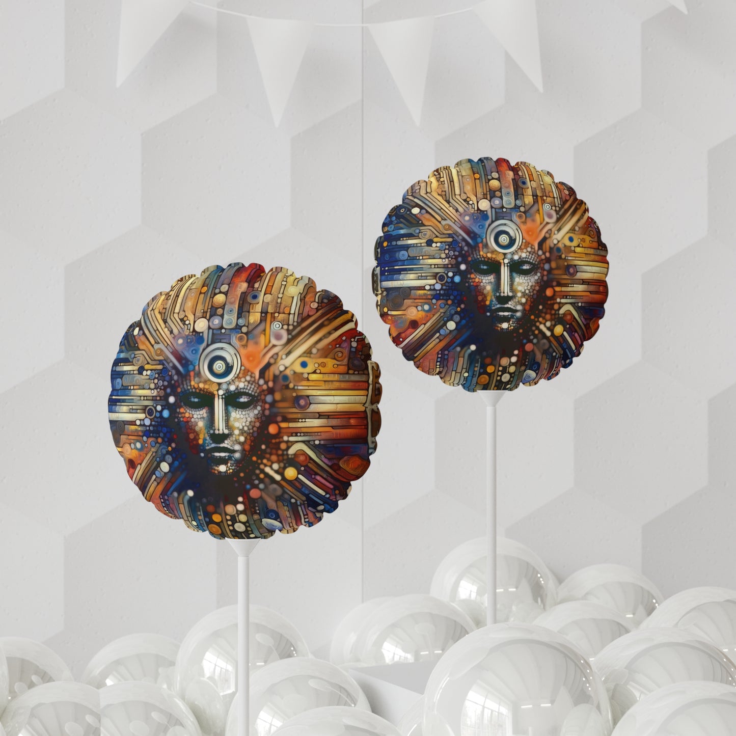 Digital Rhythm Tapestry Balloon (Round and Heart-shaped), 11"