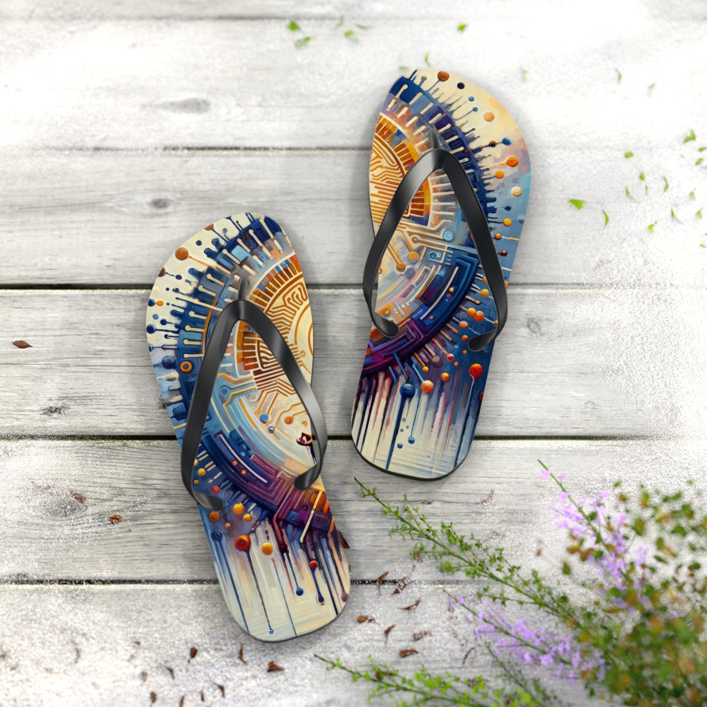 Meditative Technological Fusion Flip Flops