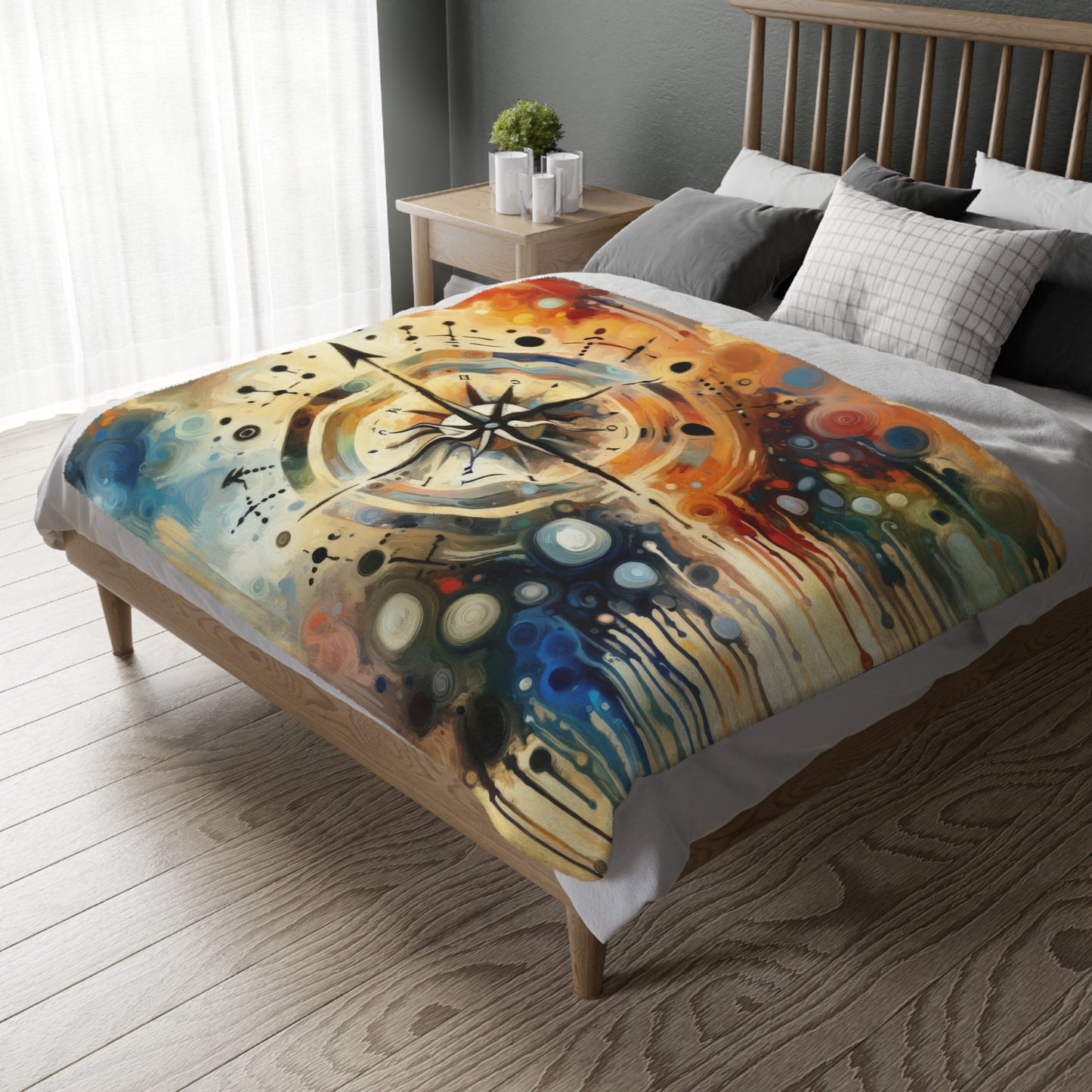 Guidance Abstract Compass Velveteen Microfiber Blanket (Two-sided print)