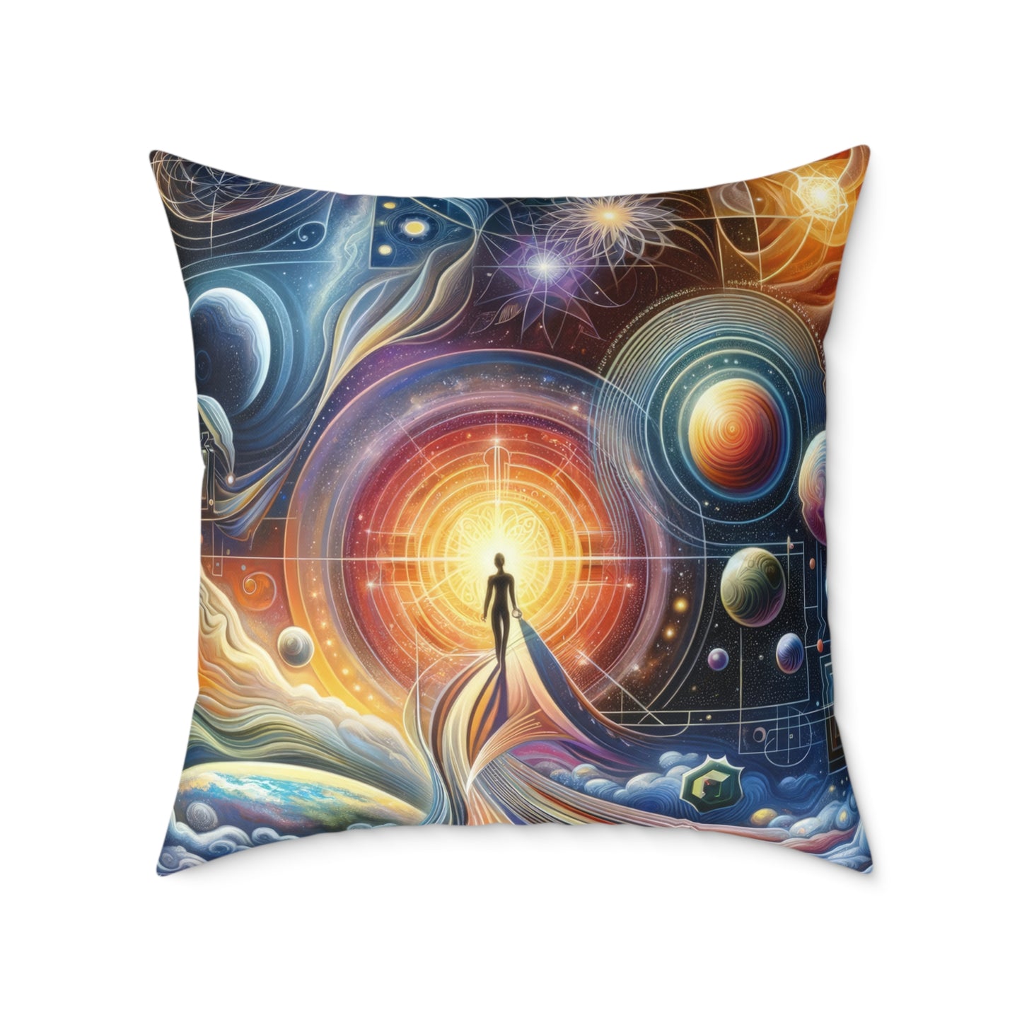Unified Cosmic Alignment Spun Polyester Pillow