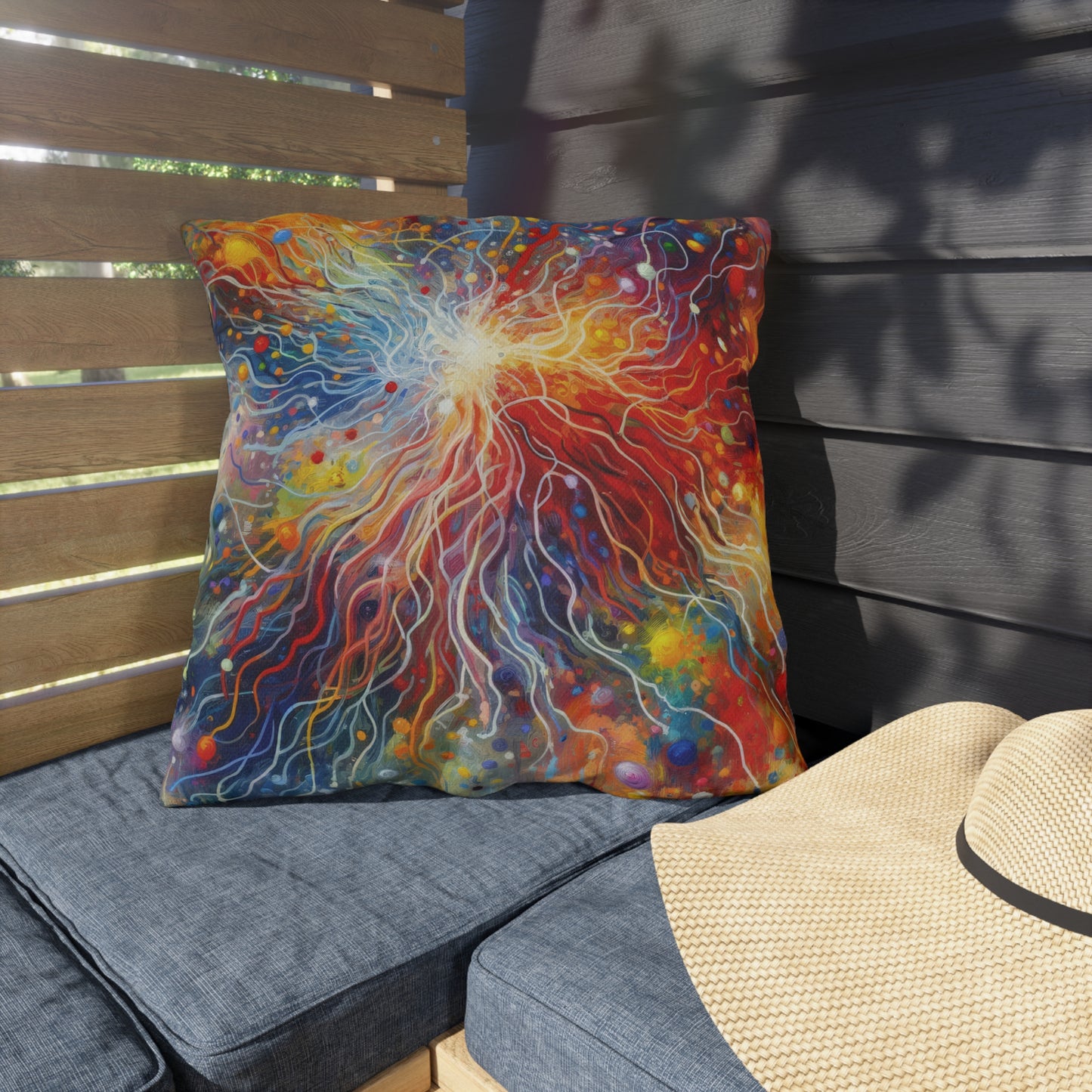 Emotive Yarn Explosion Outdoor Pillows