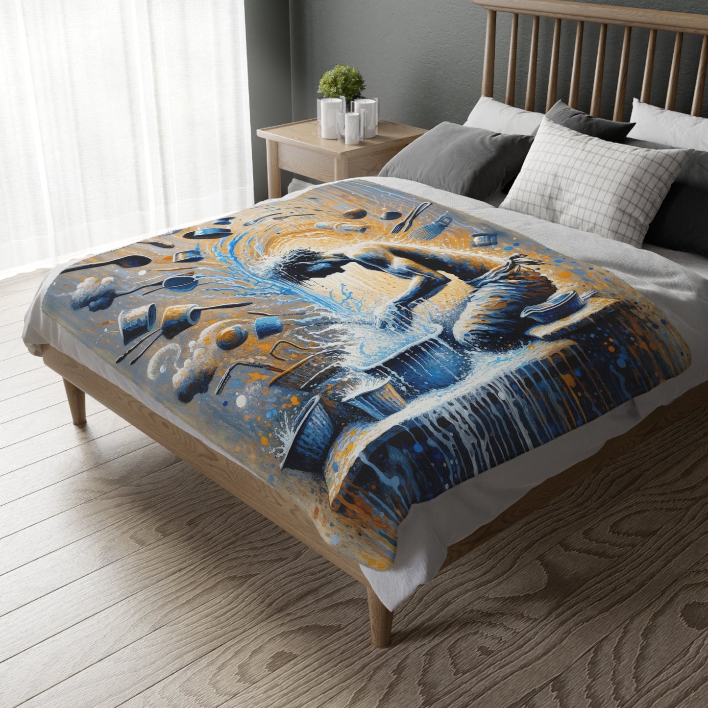 Meditative Kinetic Tachism Velveteen Microfiber Blanket (Two-sided print)