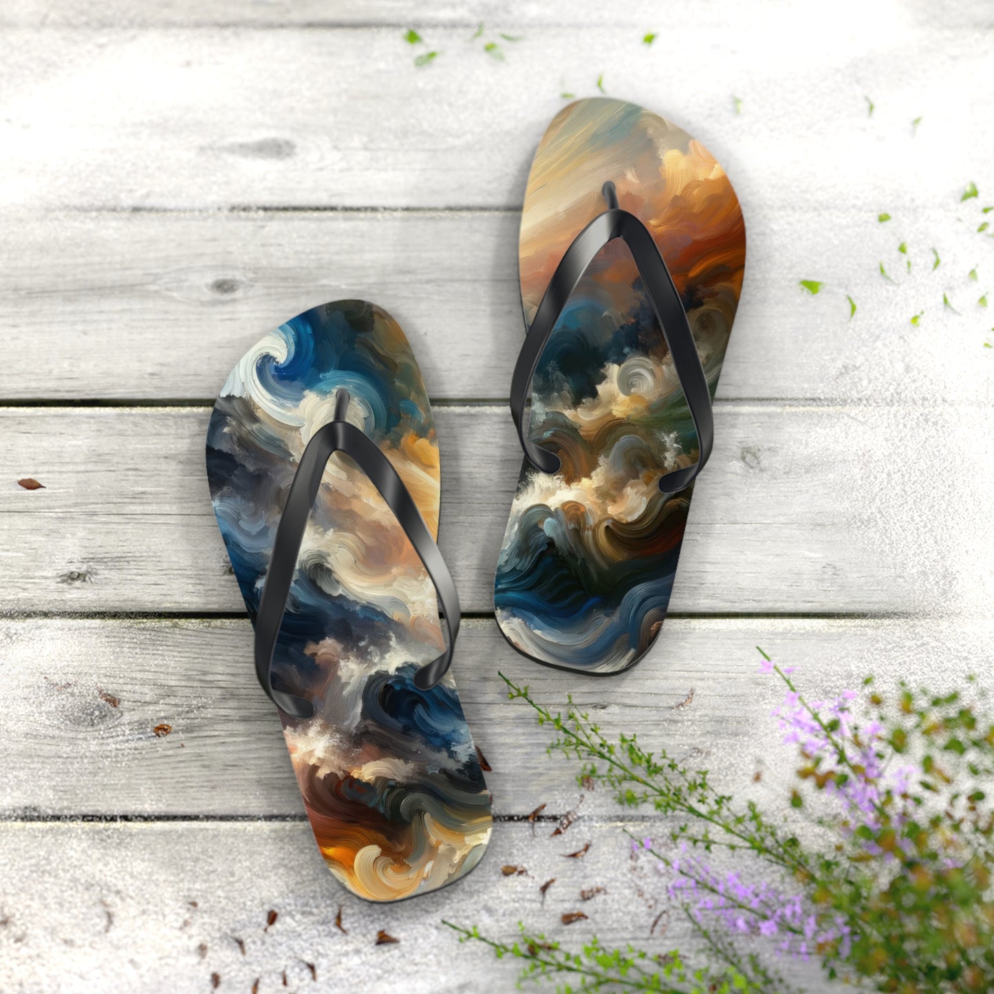 Tumultuous Sea Enlightenment Flip Flops
