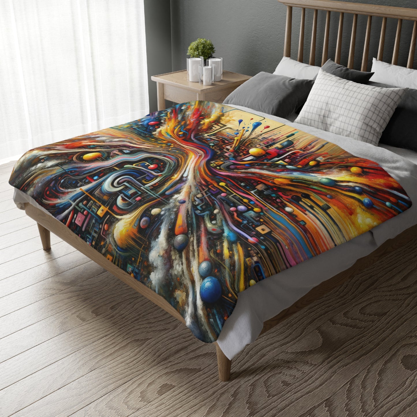Information Bottleneck Cascade Velveteen Microfiber Blanket (Two-sided print)