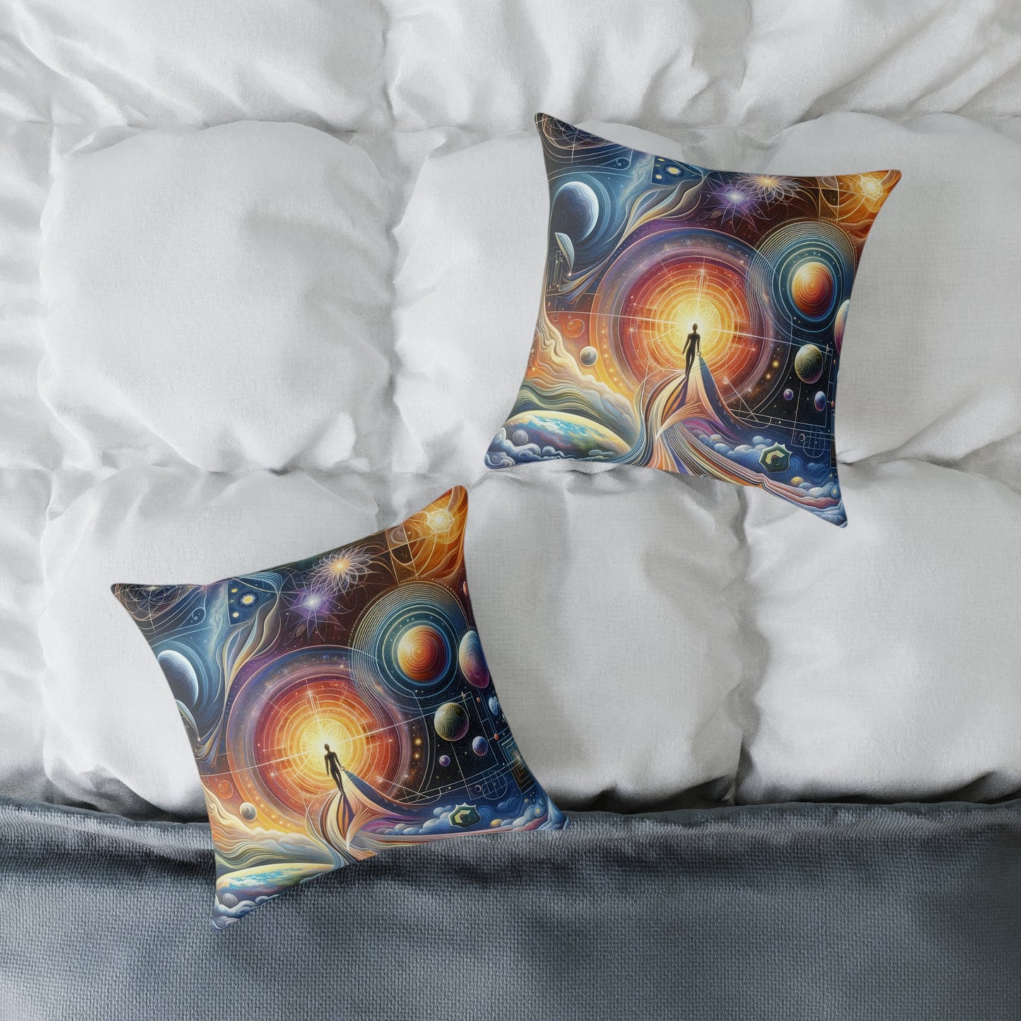 Unified Cosmic Alignment Spun Polyester Pillow