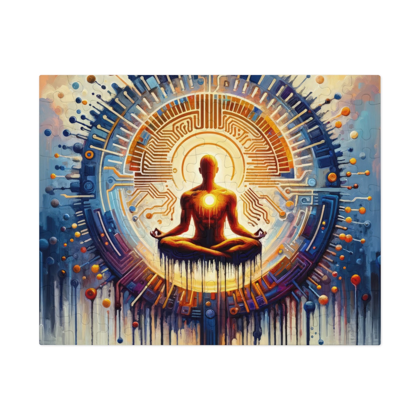 Meditative Technological Fusion Jigsaw Puzzle (30, 110, 252, 500,1000-Piece)