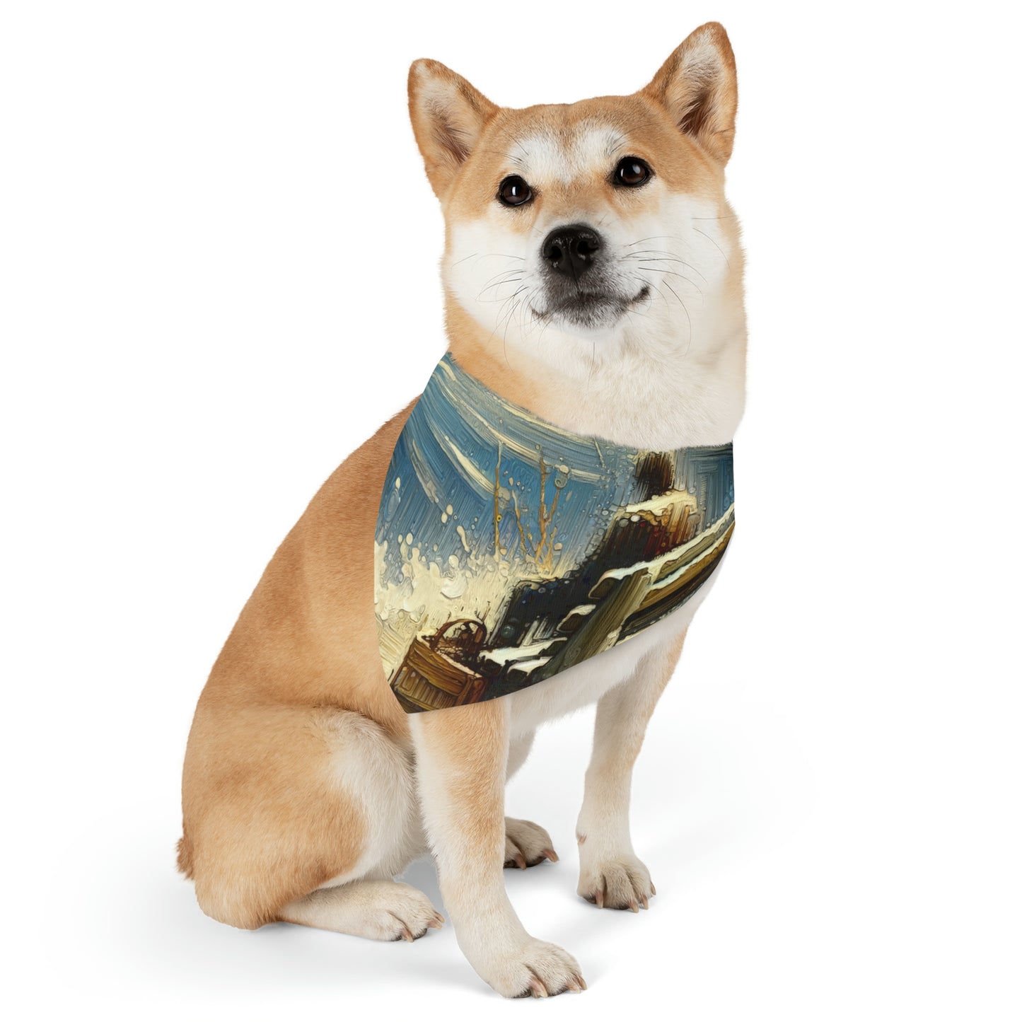 Seaside Solitude Tachism Pet Bandana Collar