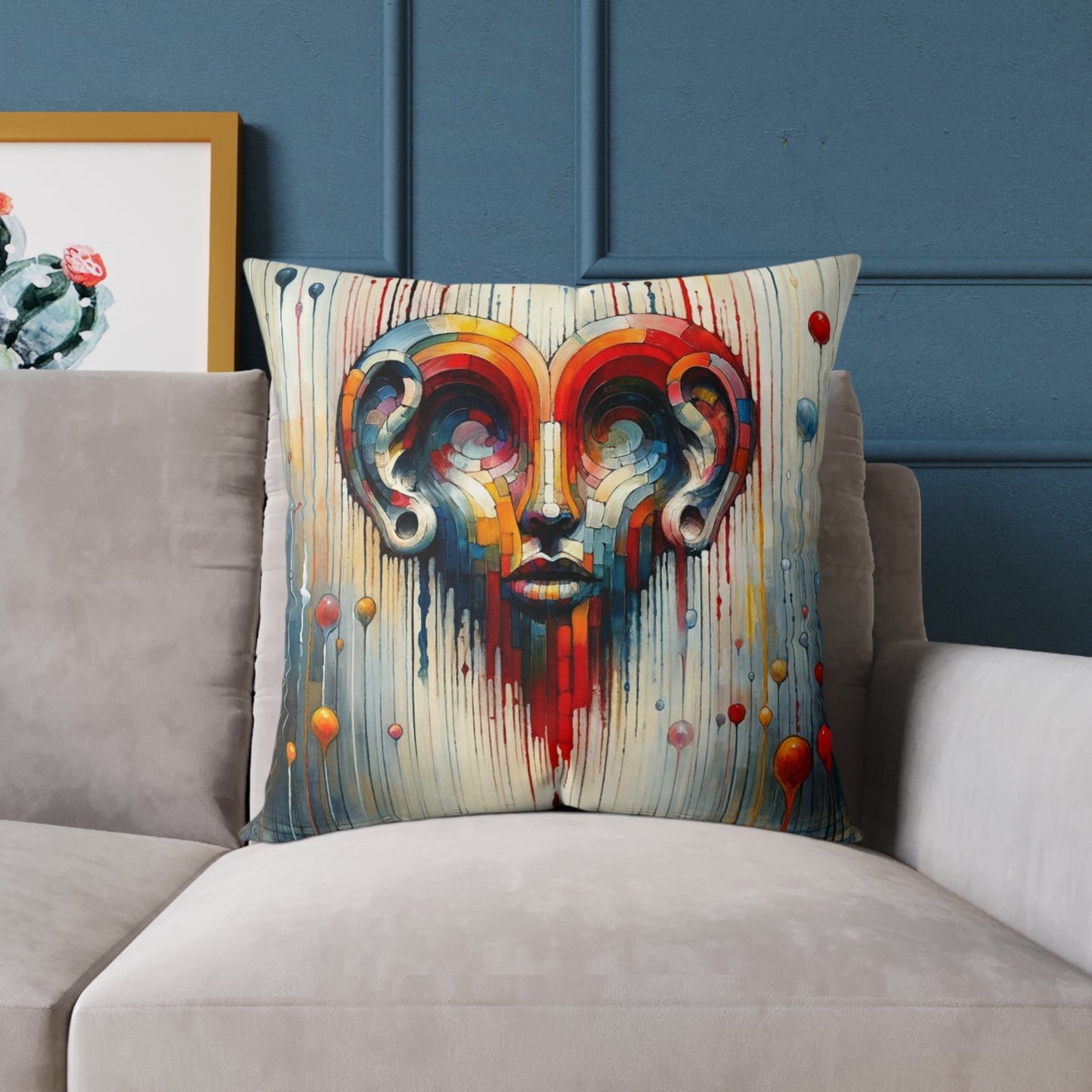 Ears Heart Expression Spun Polyester Pillow