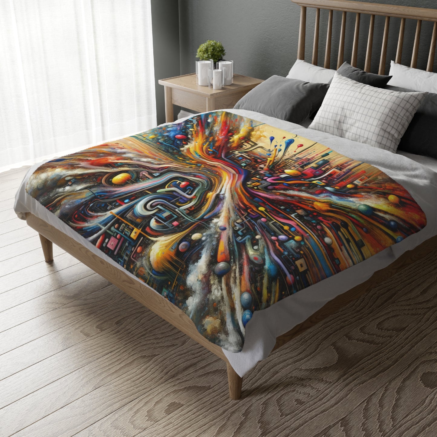 Information Bottleneck Cascade Velveteen Microfiber Blanket (Two-sided print)
