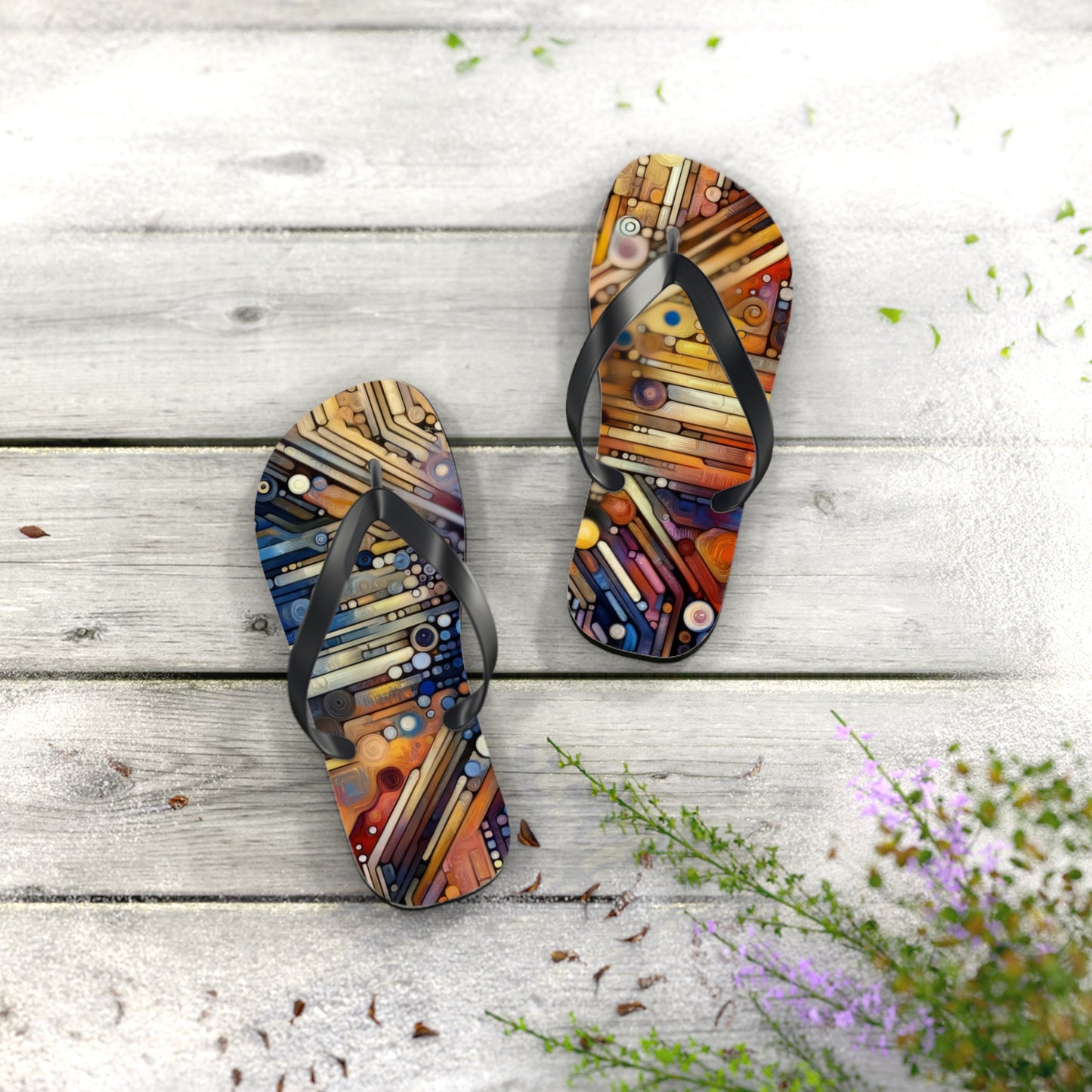 Digital Rhythm Tapestry Flip Flops