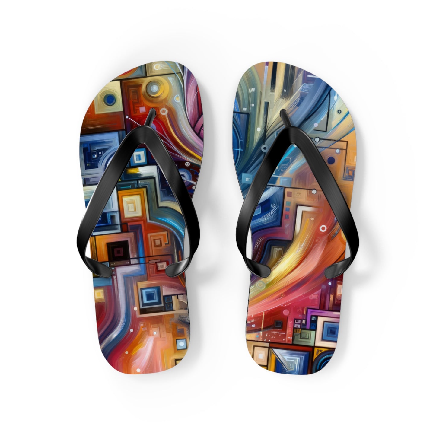 Digital Mindfulness Abstract Flip Flops