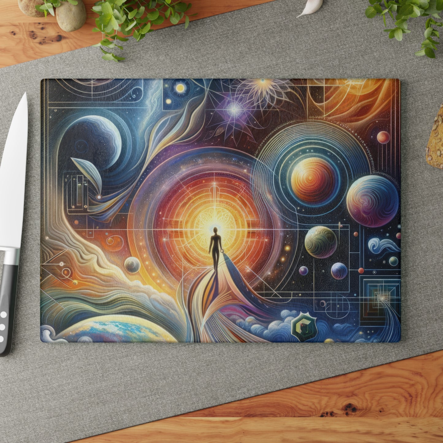 Unified Cosmic Alignment Glass Cutting Board