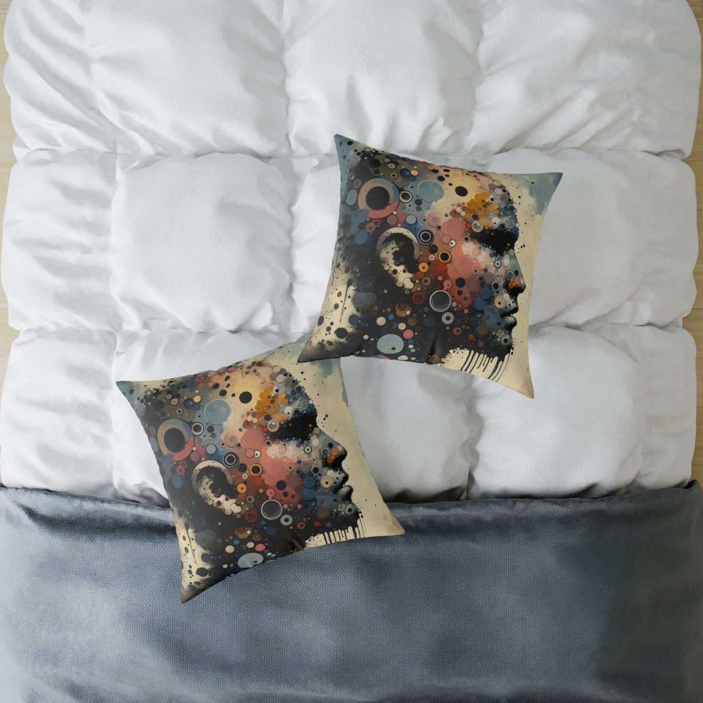 Reflective Tachism Contemplation Spun Polyester Pillow