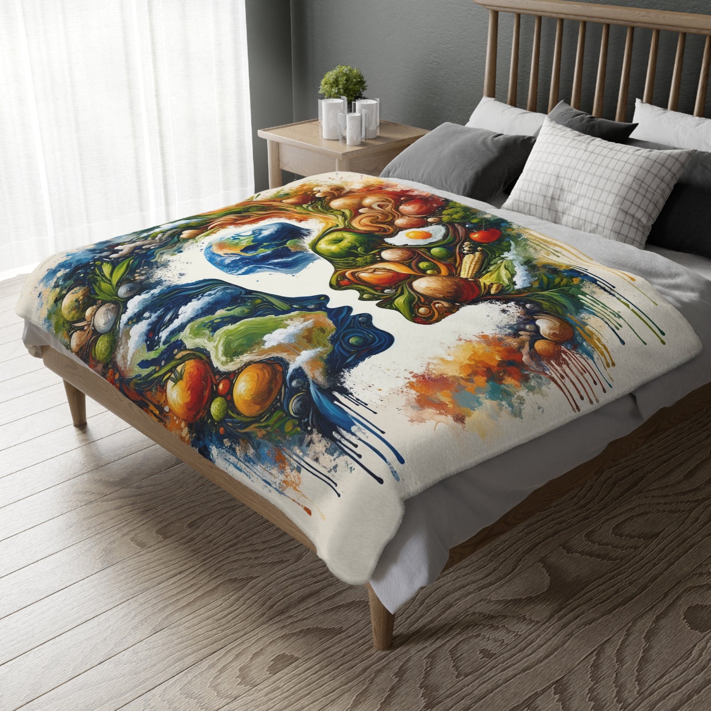 Earthly Dialogue Feast Velveteen Microfiber Blanket (Two-sided print)