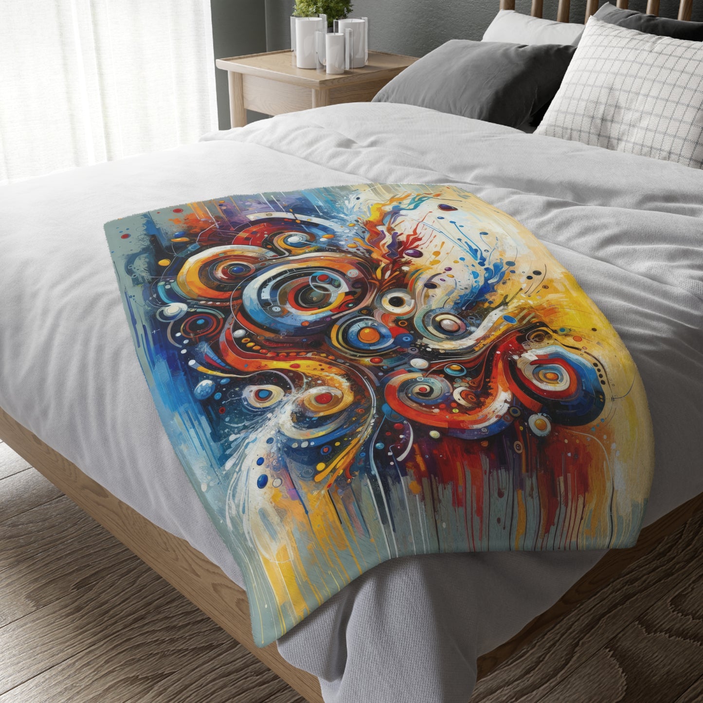 Harmonic Abstract Synergy Velveteen Microfiber Blanket (Two-sided print)